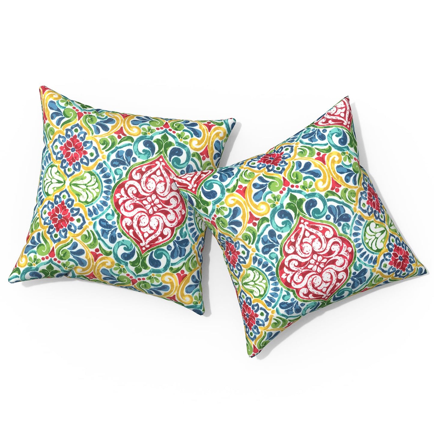 Outdoor Pillows for Patio Furniture 18x18 inch, Square Outdoor Throw Pillows with Inserts, Decorative Toss Pillows for Garden Couch Home Sofa Office Chair, Pack of 2, Clemens Noir Pink