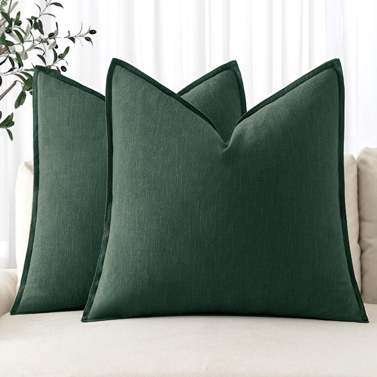 MIULEE Decorative Linen Pillow Covers 20x20 Inch Light Blue Boho Farmhouse Neutral Couch Throw Pillows for Bed Pack of 2 Accent Coastal Modern Pillowcase Summer Sofa Livingroom Home Decor