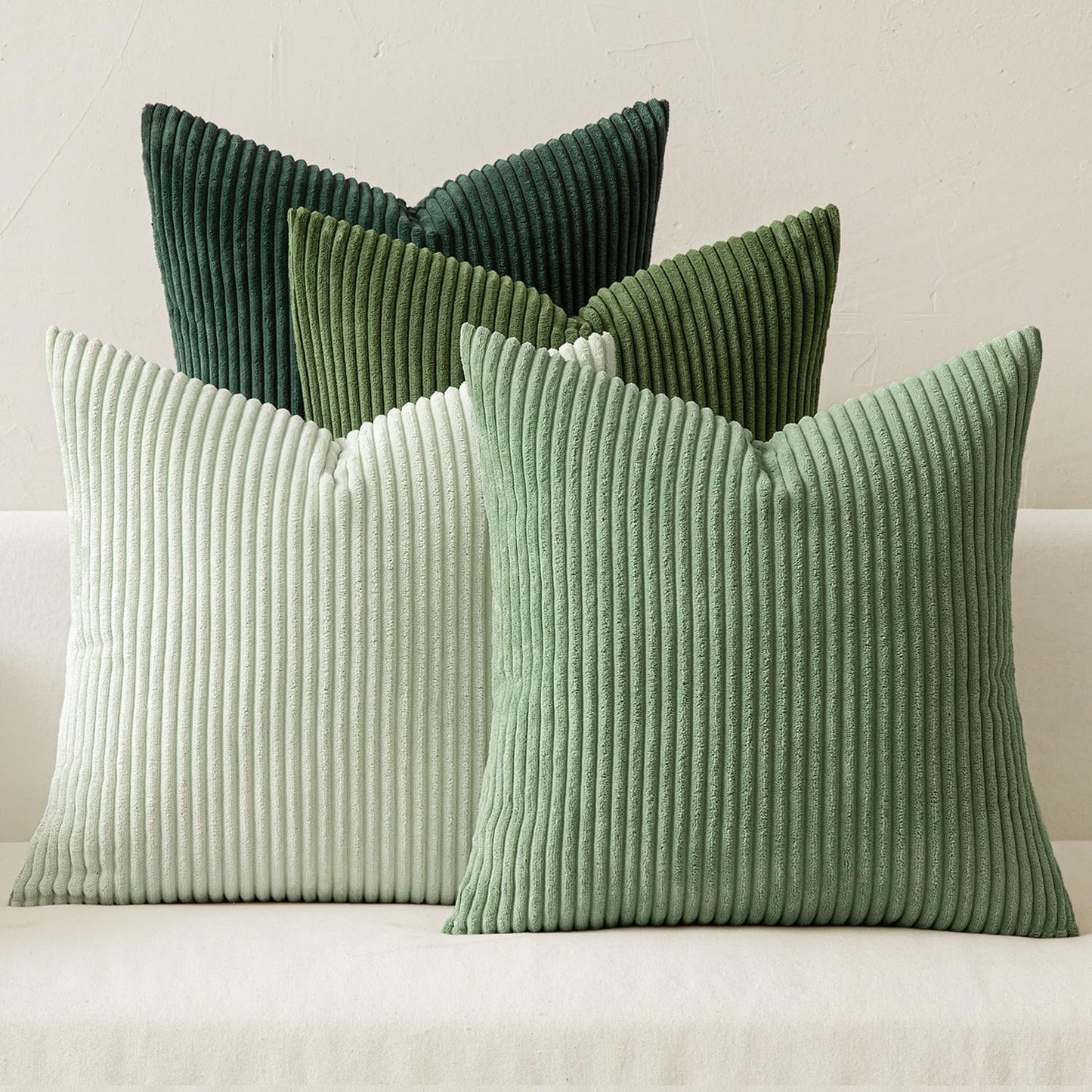 MIULEE Pack of 4 Blue-Orange Corduroy Decorative Throw Pillow Covers 18x18 Inch Soft Boho Striped Pillow Covers Modern Farmhouse Home Decor for Summer Sofa Living Room Couch Bed