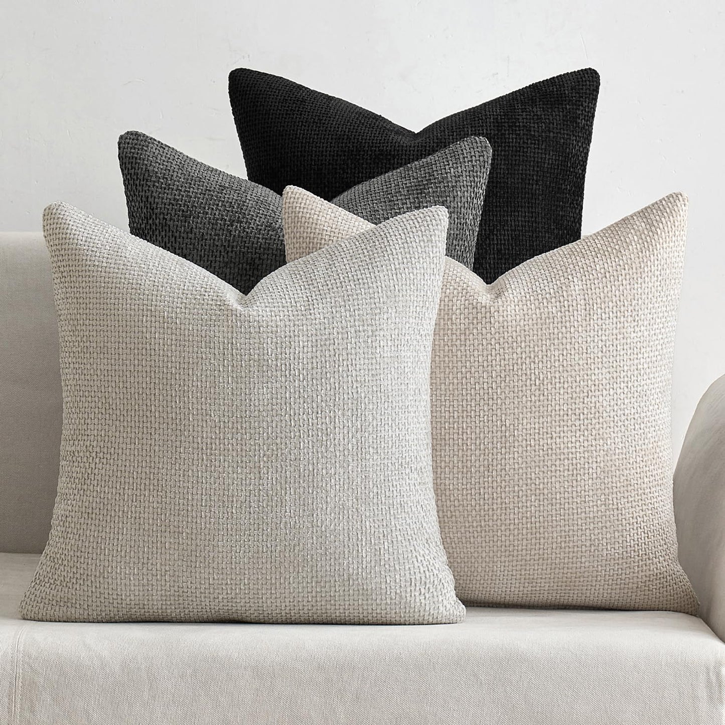 MIULEE Pack of 4 Couch Throw Pillow Covers 20x20 Inch Neutral Blue Soft Decorative Chenille Pillow Covers Farmhouse Accent Cushion Covers for Boho Western Spring Coastal Decor Sofa Bed Living Room