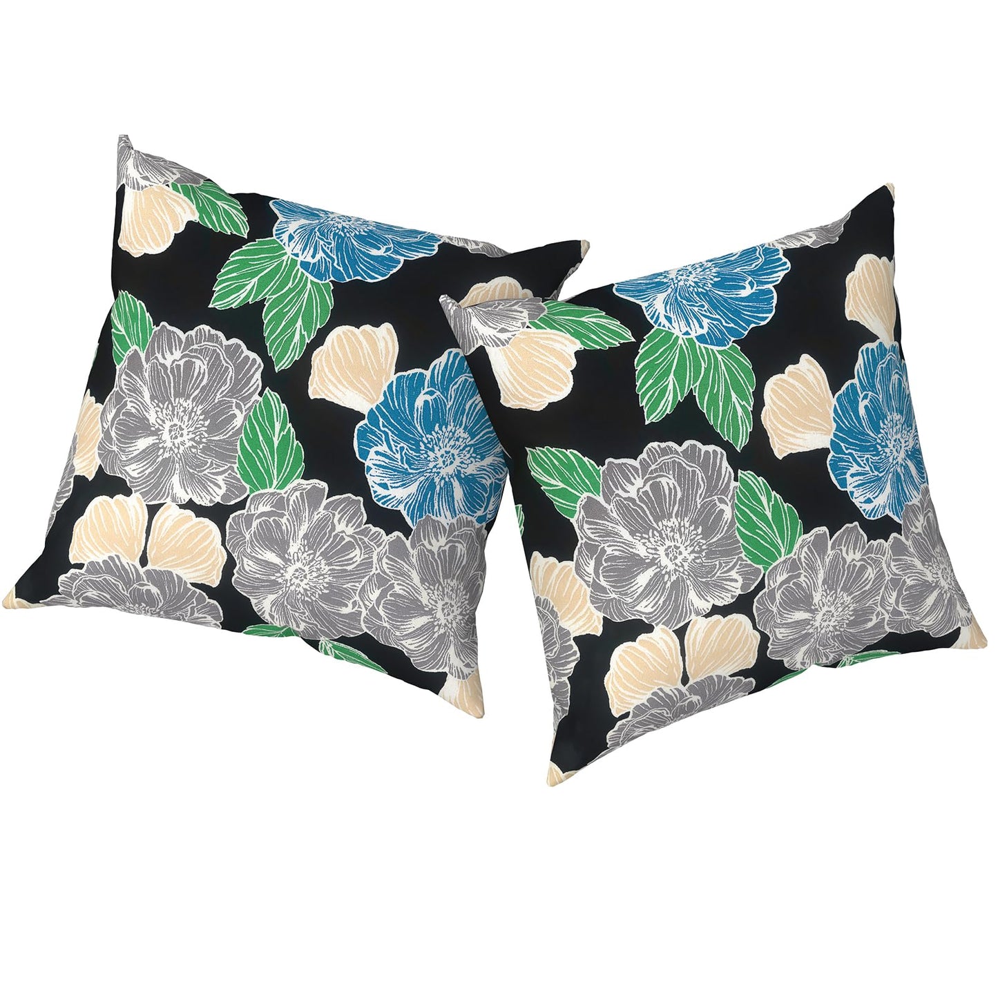Outdoor Pillows for Patio Furniture 18x18 inch, Square Outdoor Throw Pillows with Inserts, Decorative Toss Pillows for Garden Couch Home Sofa Office Chair, Pack of 2, Clemens Noir Pink