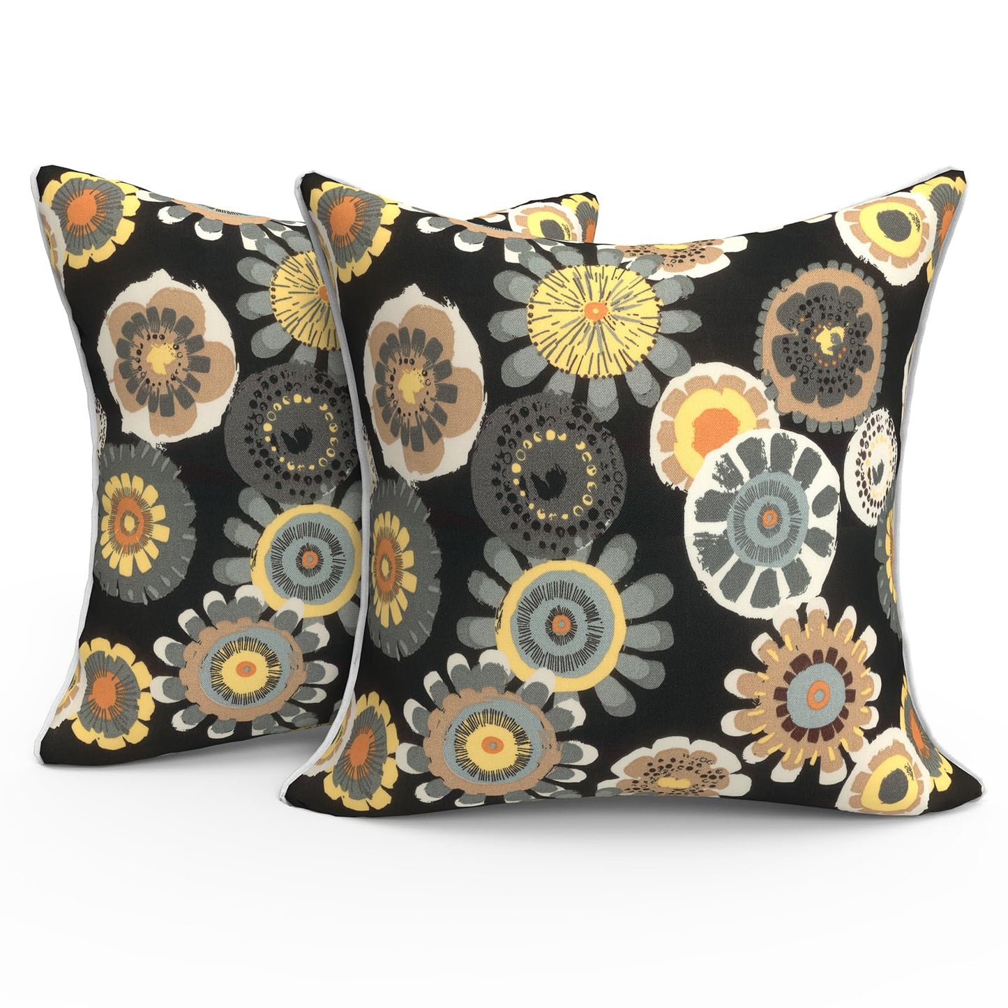 Outdoor 20x20 Inch Throw Pillows with Inners, Square Pillows Decorative Set of 2 for Home Garden Furniture, Paisley Multi