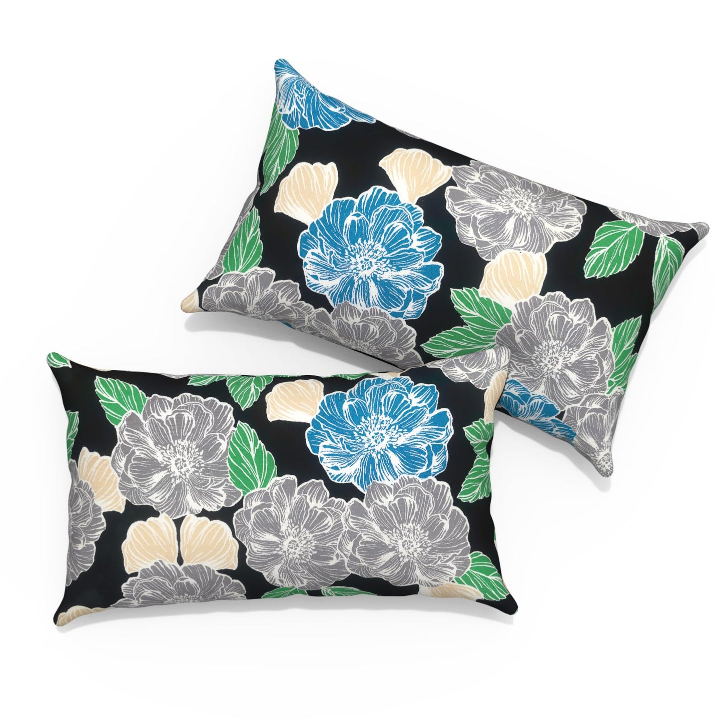 Outdoor Pillows for Patio Furniture 18x18 inch, Square Outdoor Throw Pillows with Inserts, Decorative Toss Pillows for Garden Couch Home Sofa Office Chair, Pack of 2, Clemens Noir Pink