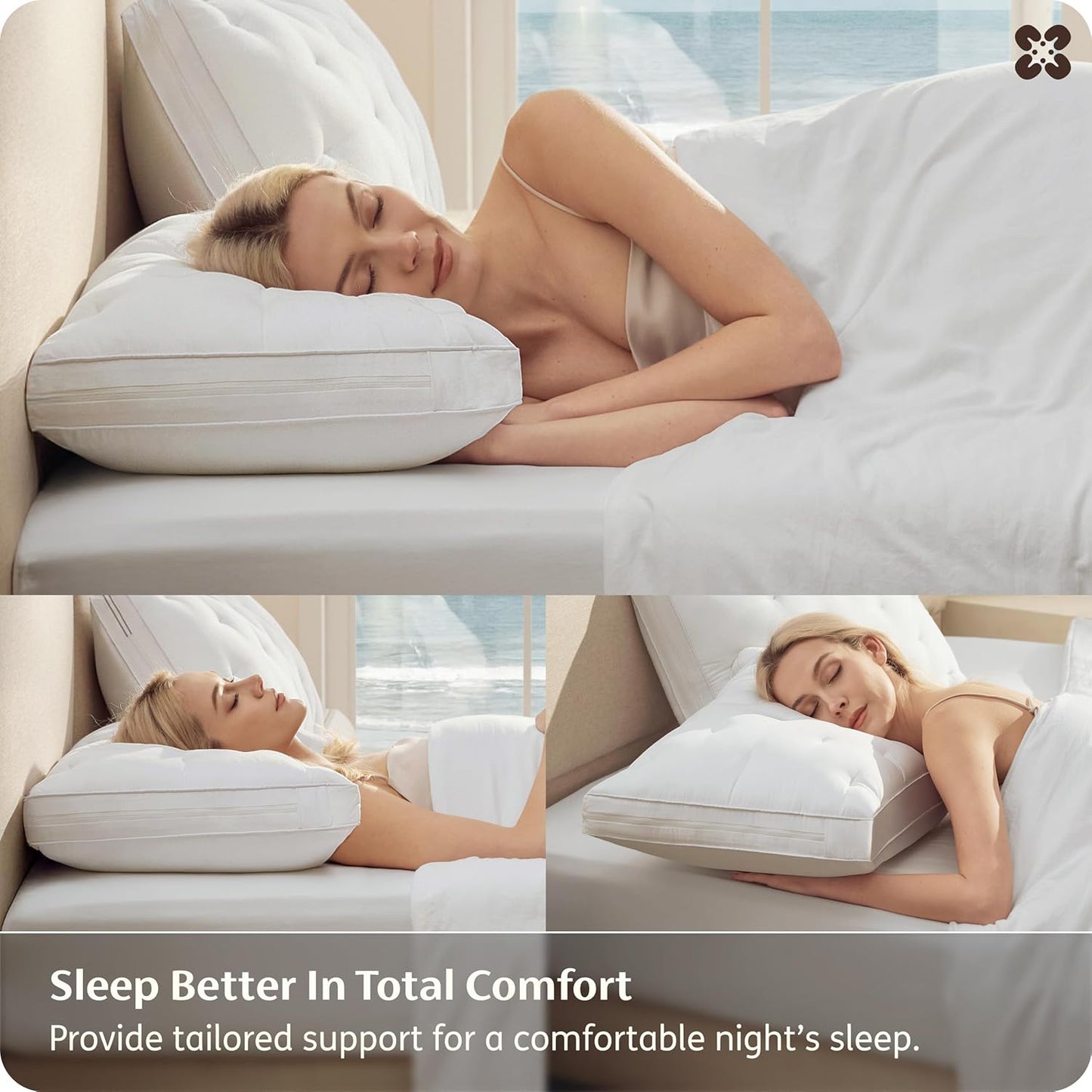 Bedsure 3-in-1 Adjustable Pillow King Size for Back Stomach Side Sleepers, 3/5.5/7 Inches Custom Height, CertiPUR-US Memory Foam & Down Alternative Fill, 100% Cotton Cover, PureWoven, 33"x17", 1 Pack