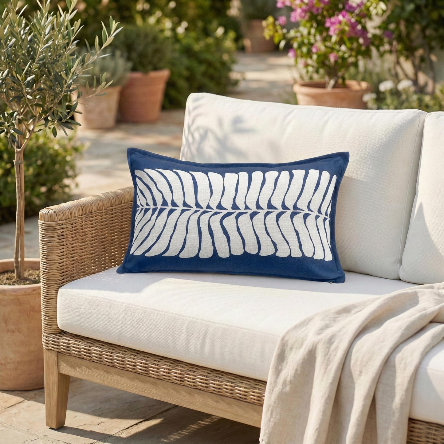 Fab Habitat Indoor/Outdoor Throw Pillow Made from Recycled Polyester Yarn - Double Sided, Stain Resistant, Machine Washable - Tropical - Patio, Deck, Porch, Living Room - Hilo - Green - (20" x 20")