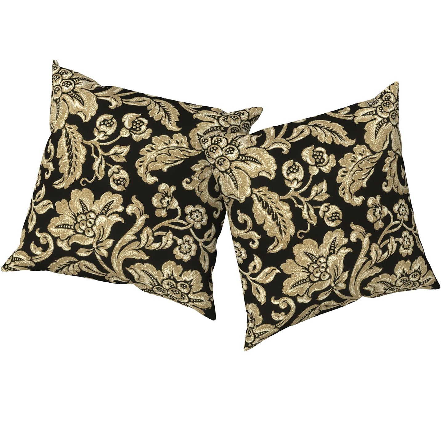 Outdoor Pillows for Patio Furniture 18x18 inch, Square Outdoor Throw Pillows with Inserts, Decorative Toss Pillows for Garden Couch Home Sofa Office Chair, Pack of 2, Clemens Noir Pink