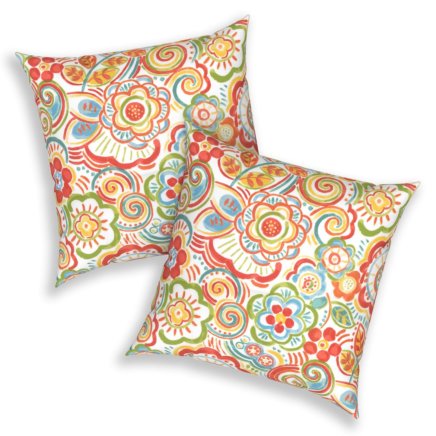 Outdoor 20x20 Inch Throw Pillows with Inners, Square Pillows Decorative Set of 2 for Home Garden Furniture, Paisley Multi