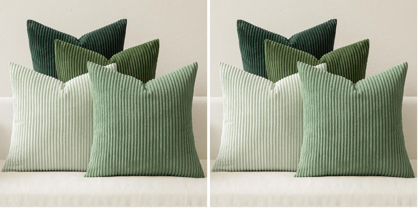MIULEE Pack of 4 Blue-Orange Corduroy Decorative Throw Pillow Covers 18x18 Inch Soft Boho Striped Pillow Covers Modern Farmhouse Home Decor for Summer Sofa Living Room Couch Bed