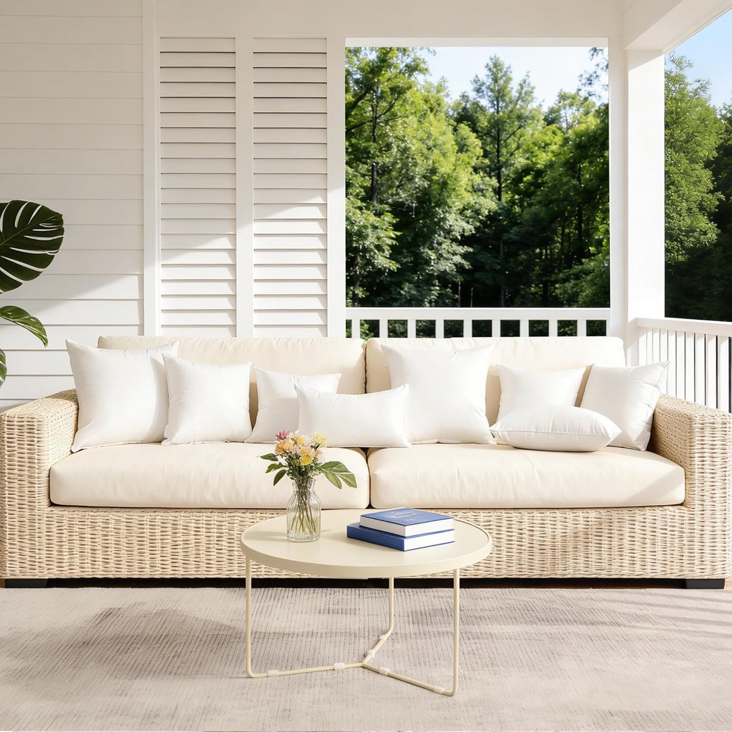 Oubonun 20x20 Outdoor Pillow Inserts (Pack of 4) - Square Waterproof Throw Pillow - Decorative Throw Pillows Insert for Couch Sofa Bed Patio Furniture - White Pillows