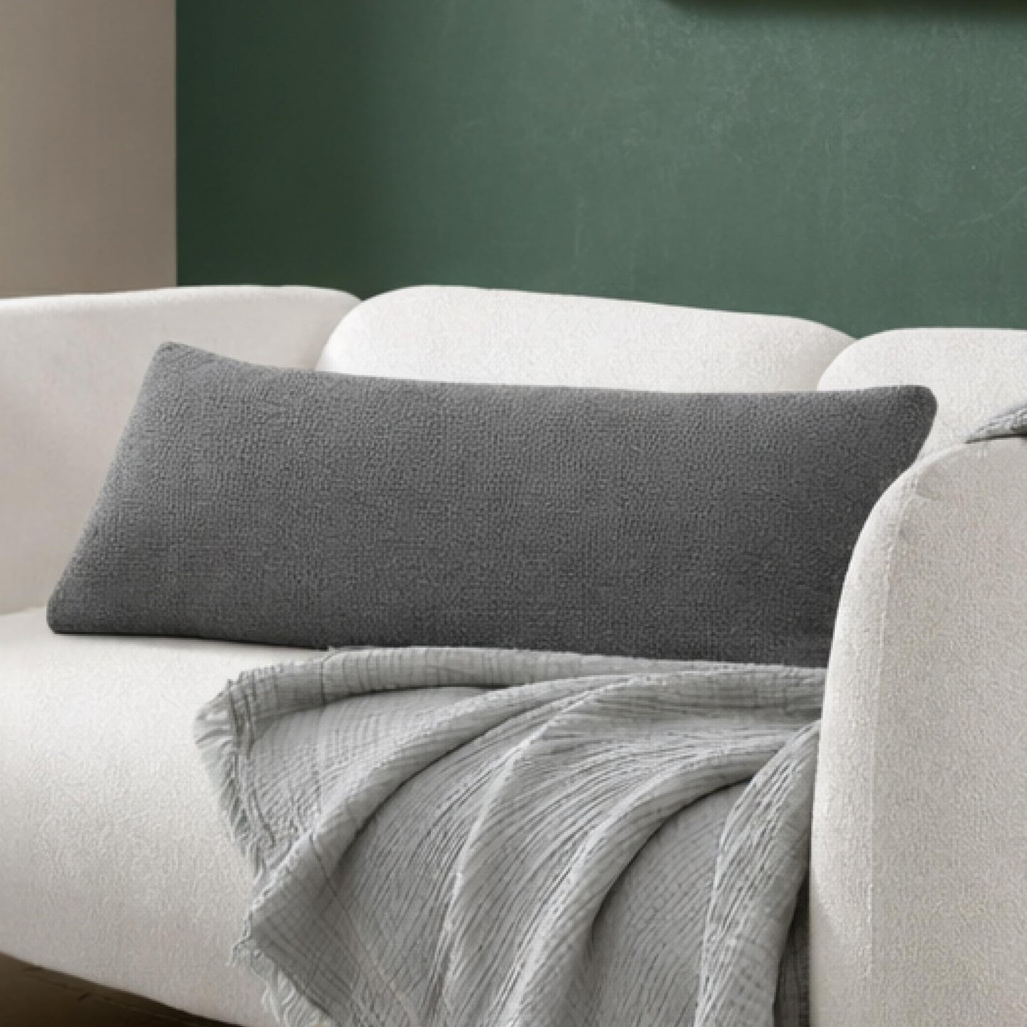 Sunday Citizen Snug Lumbar Pillow – Soft Memory Foam Lumbar Throw Pillow, Cozy Body & Sleep Pillow, Washable Cover, Decorative Lumbar Support Cushion for Bed & Couch (Coal)