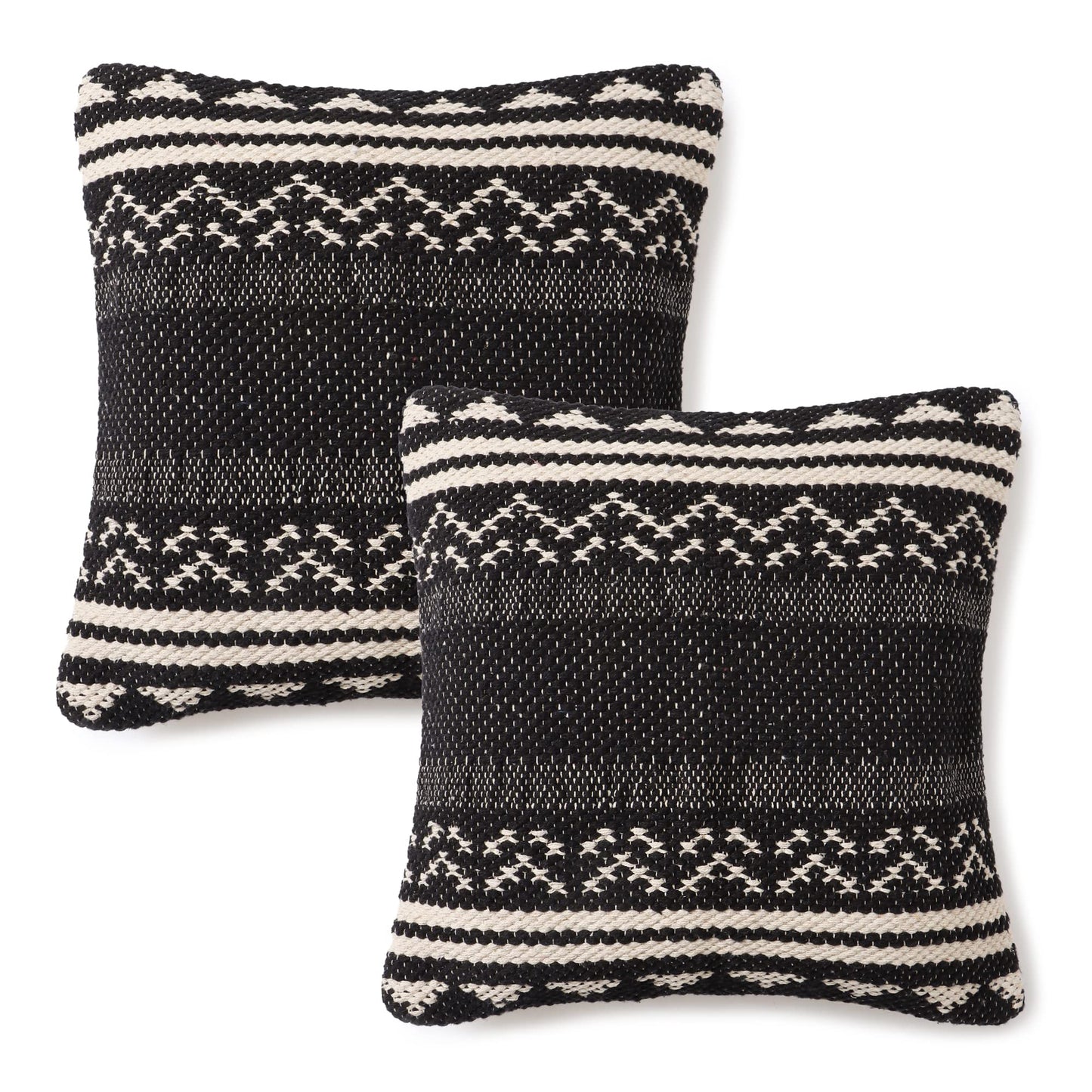 · REDEARTH · Tufted Throw Pillow Cushion Covers - Boho Textured Woven Decorative Cases Set for Couch - Sofa - Bed - Farmhouse - Chair - Covered Patio - car - 100% Cotton (18x18 ; Gray) Pack of 2