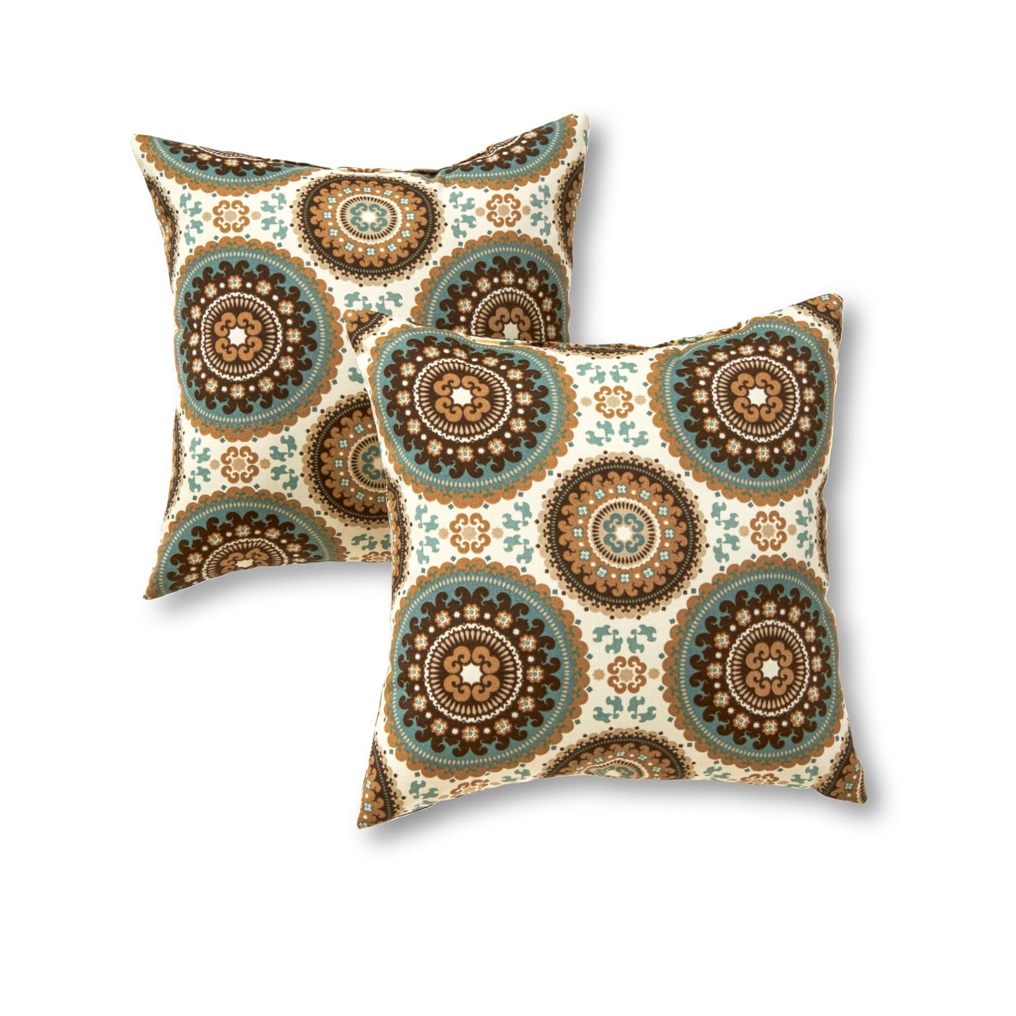 Set of 2 Outdoor Throw Pillows 17 x 17 Inch – Reversible Square Patio Accent Pillows – Weather-Resistant Polyester Fabric – Eco-Friendly Recycled Polyfiber Fill, Arctic Paisley