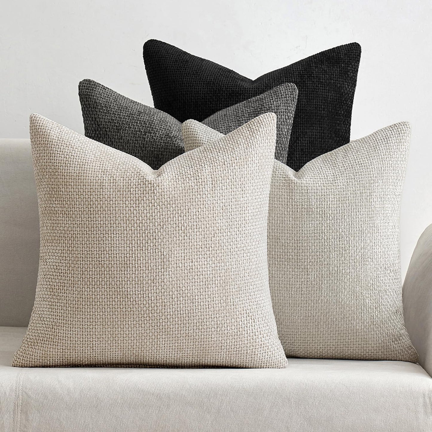 MIULEE Pack of 4 Couch Throw Pillow Covers 20x20 Inch Neutral Blue Soft Decorative Chenille Pillow Covers Farmhouse Accent Cushion Covers for Boho Western Spring Coastal Decor Sofa Bed Living Room