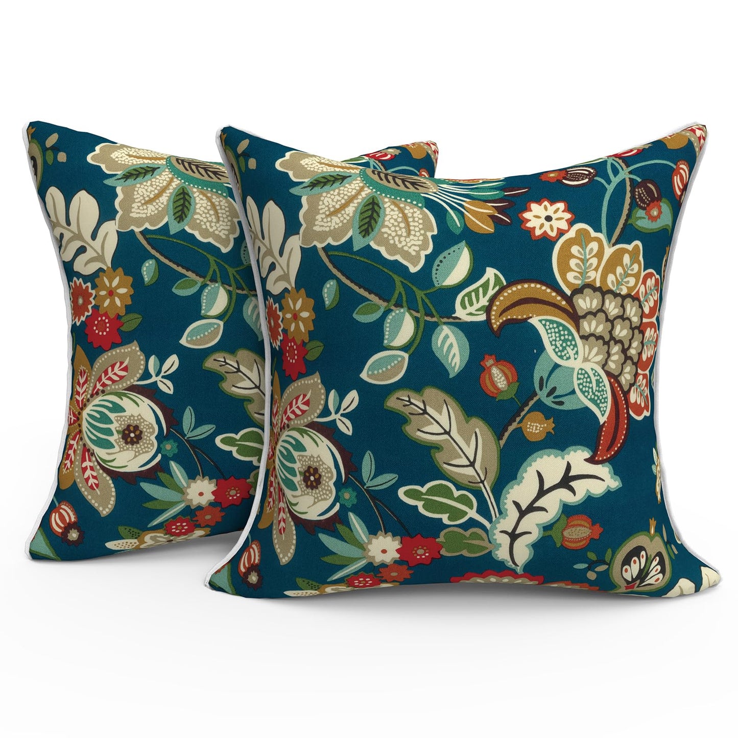 Outdoor 20x20 Inch Throw Pillows with Inners, Square Pillows Decorative Set of 2 for Home Garden Furniture, Paisley Multi