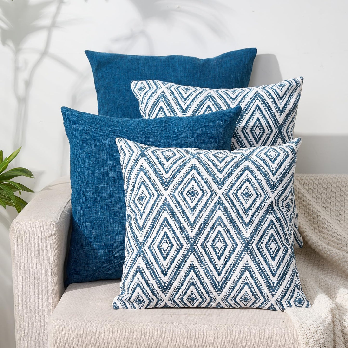 HPUK Throw Pillow Covers 20x20 Inch Set of 4, Linen Decorative Pillow Covers, Accent Cushion Covers for Couch Sofa Bed Bedroom Living Room Décor, Grey