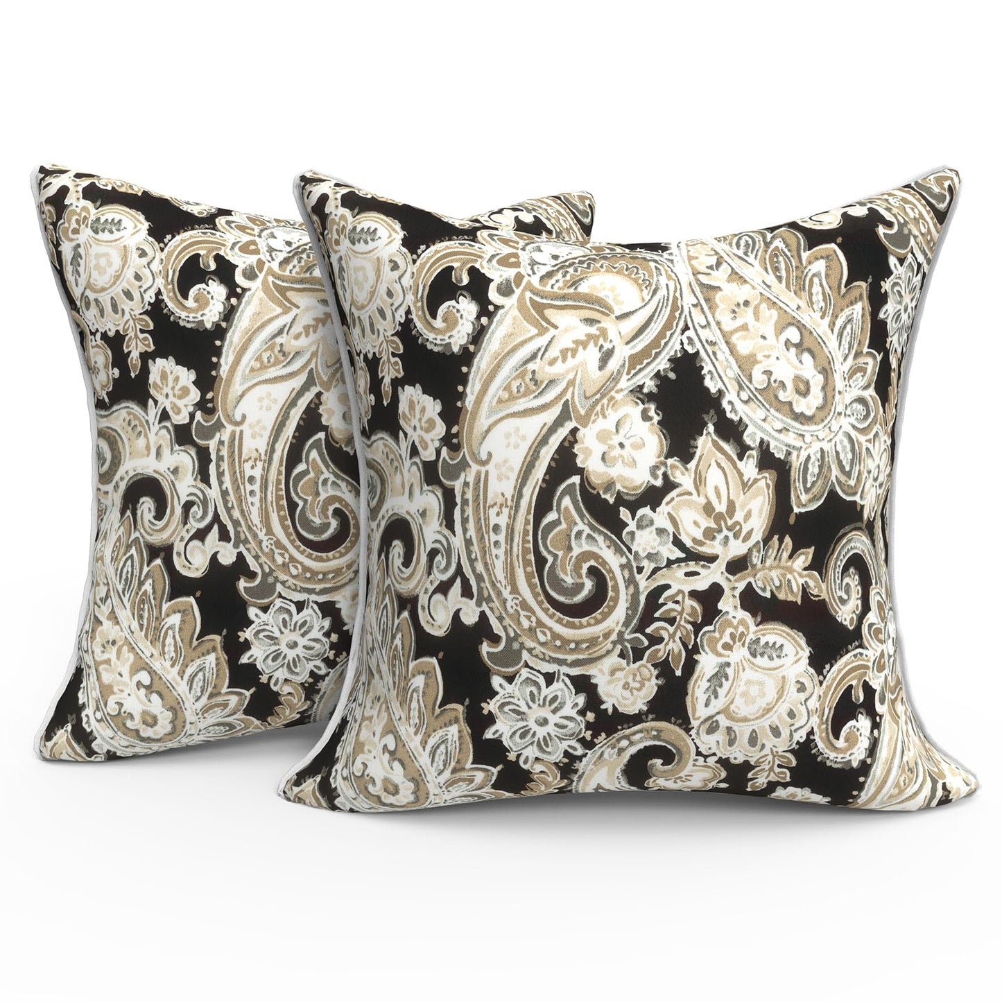 Outdoor 20x20 Inch Throw Pillows with Inners, Square Pillows Decorative Set of 2 for Home Garden Furniture, Paisley Multi