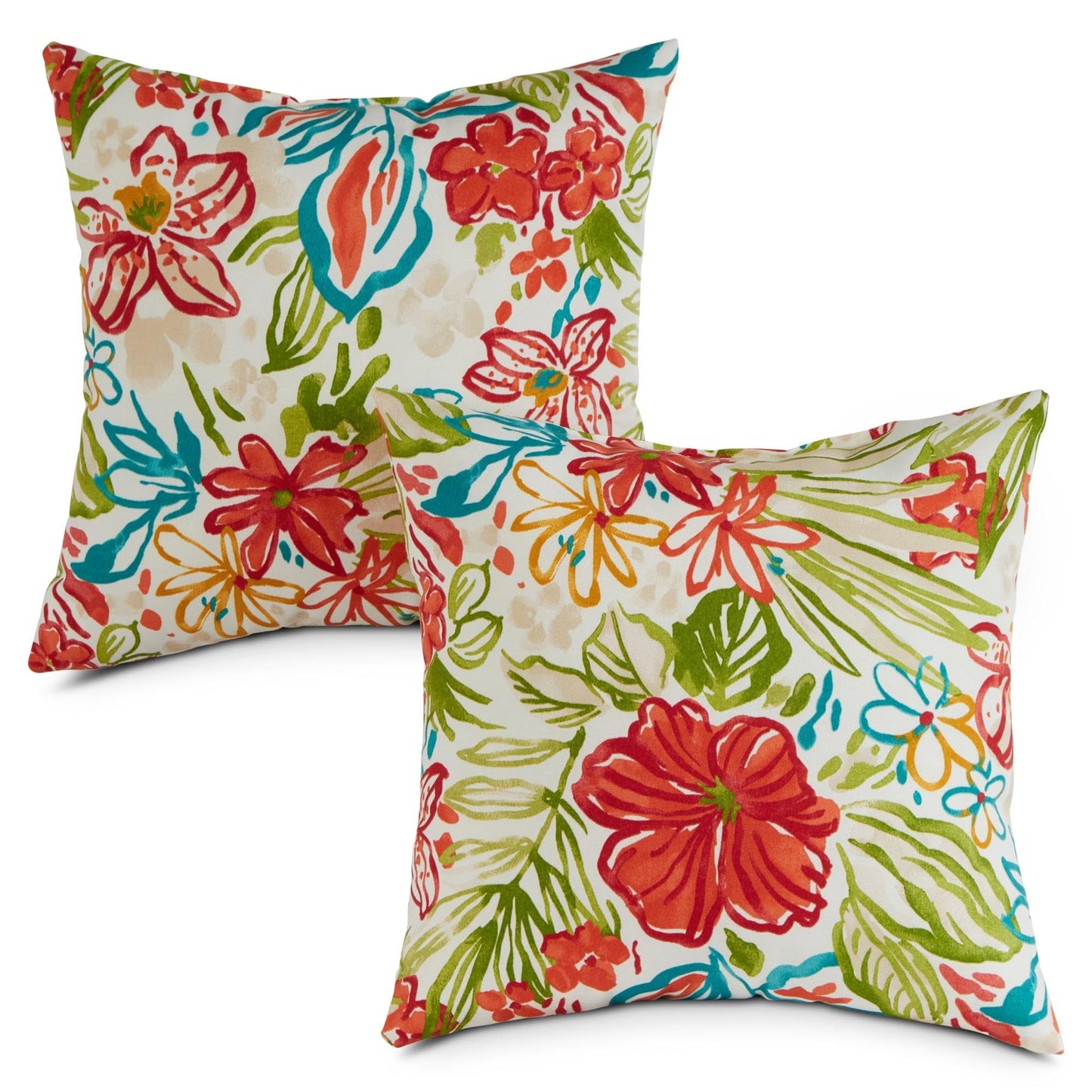 Set of 2 Outdoor Throw Pillows 17 x 17 Inch – Reversible Square Patio Accent Pillows – Weather-Resistant Polyester Fabric – Eco-Friendly Recycled Polyfiber Fill, Arctic Paisley