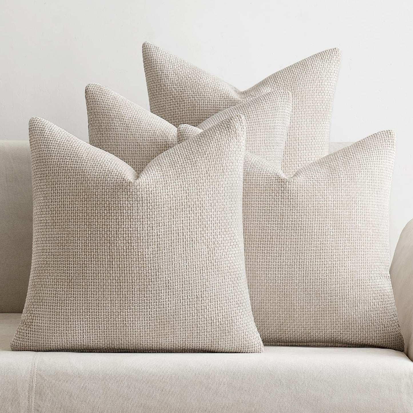 MIULEE Pack of 4 Couch Throw Pillow Covers 20x20 Inch Neutral Blue Soft Decorative Chenille Pillow Covers Farmhouse Accent Cushion Covers for Boho Western Spring Coastal Decor Sofa Bed Living Room
