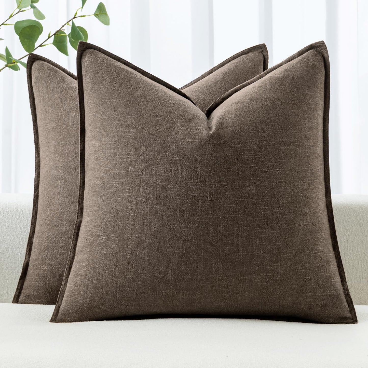 MIULEE Decorative Linen Pillow Covers 20x20 Inch Light Blue Boho Farmhouse Neutral Couch Throw Pillows for Bed Pack of 2 Accent Coastal Modern Pillowcase Summer Sofa Livingroom Home Decor