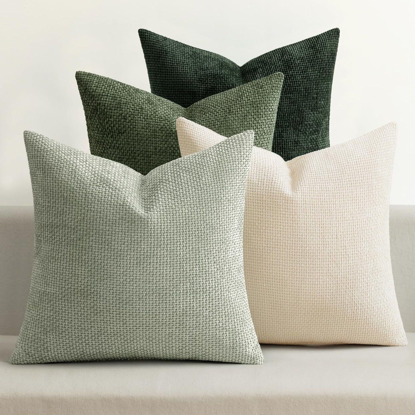 MIULEE Pack of 4 Couch Throw Pillow Covers 20x20 Inch Neutral Blue Soft Decorative Chenille Pillow Covers Farmhouse Accent Cushion Covers for Boho Western Spring Coastal Decor Sofa Bed Living Room