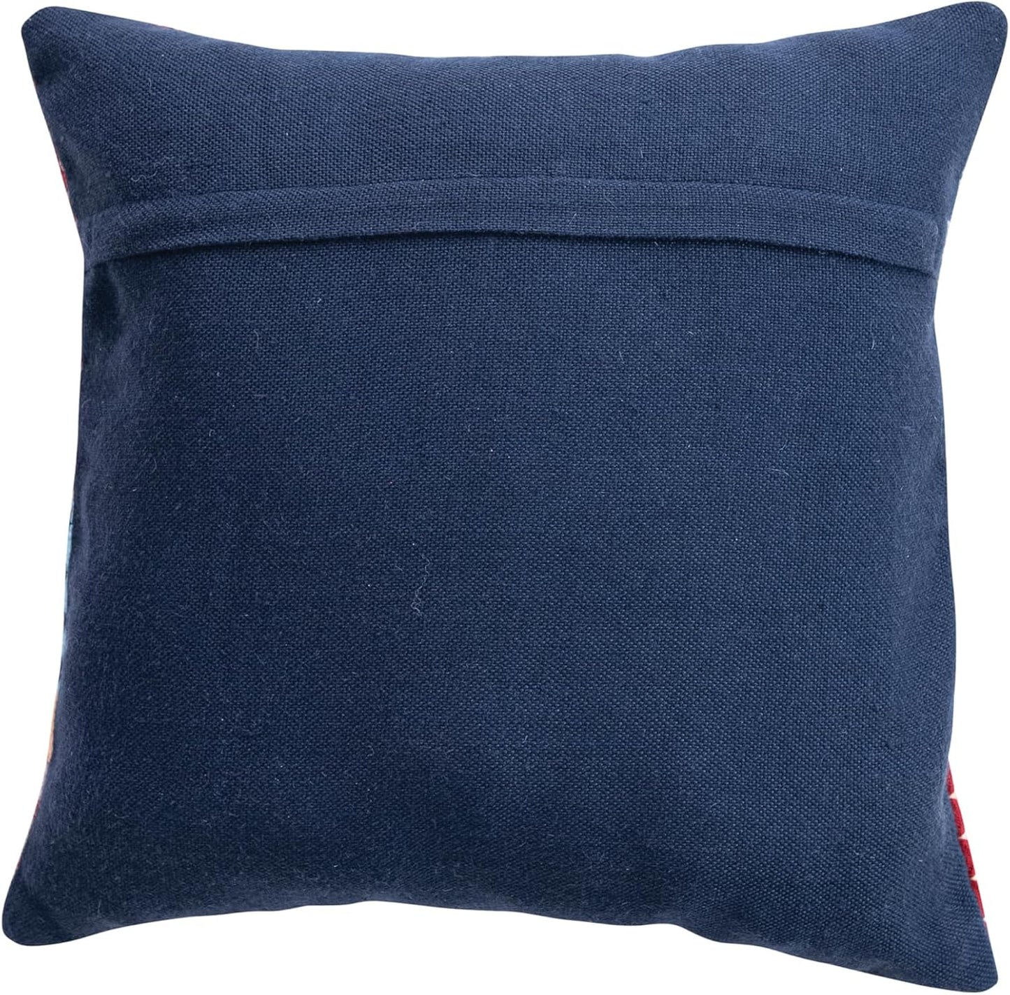Creative Co-Op Square Woven Fabric Indoor/Outdoor Pillow with Embroidered Ovals and Circles Patterns, Multicolor