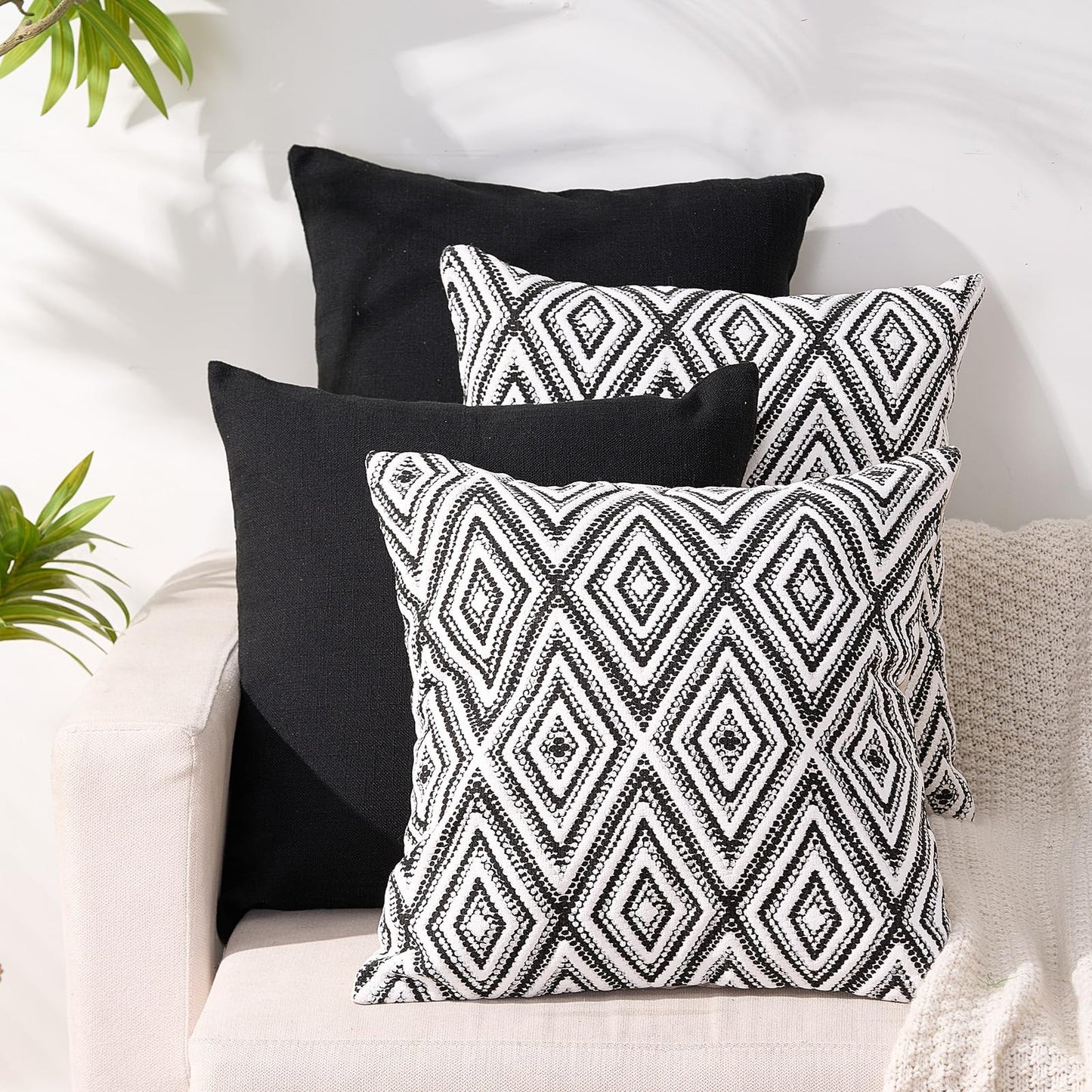 HPUK Throw Pillow Covers 20x20 Inch Set of 4, Linen Decorative Pillow Covers, Accent Cushion Covers for Couch Sofa Bed Bedroom Living Room Décor, Grey