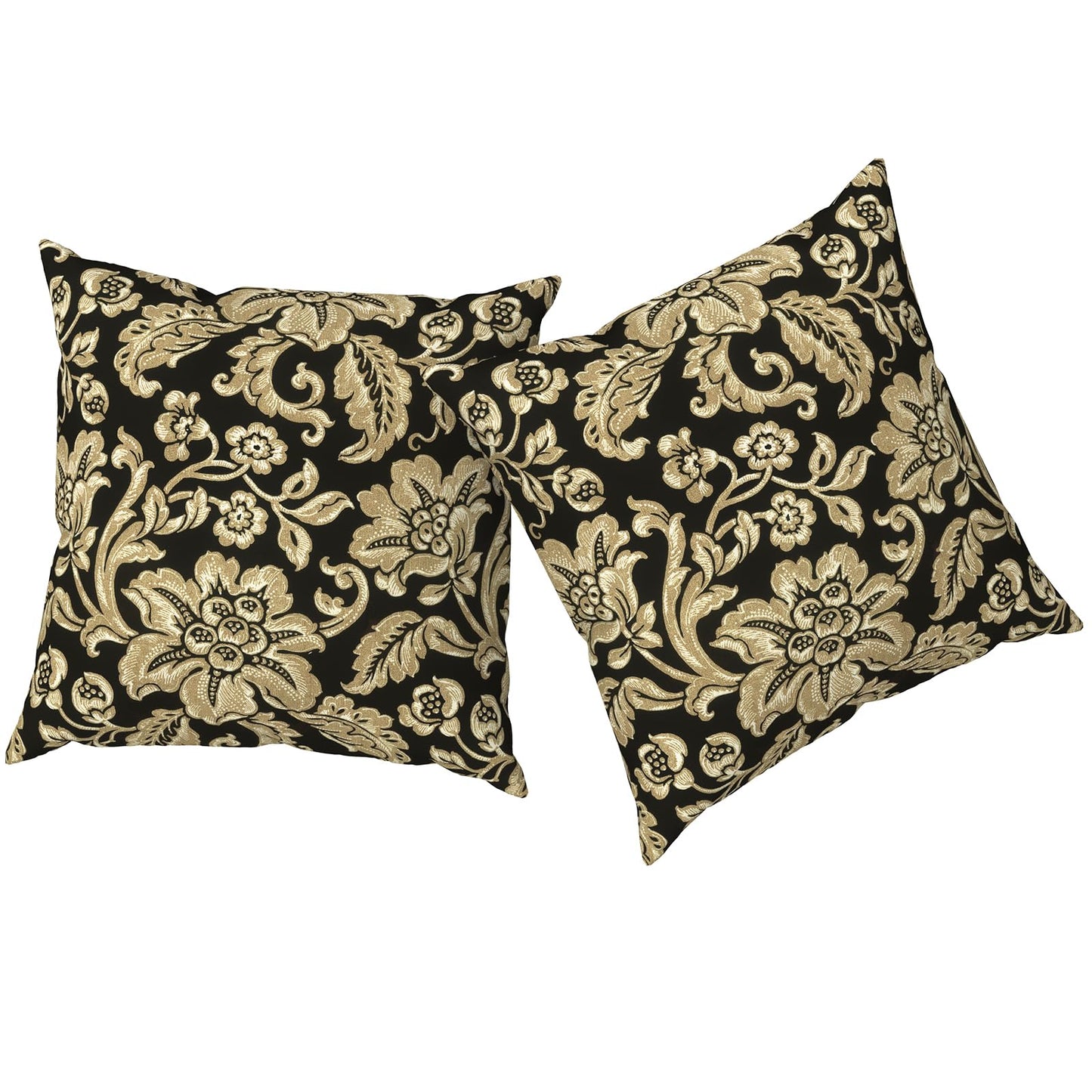 Outdoor Pillows for Patio Furniture 18x18 inch, Square Outdoor Throw Pillows with Inserts, Decorative Toss Pillows for Garden Couch Home Sofa Office Chair, Pack of 2, Clemens Noir Pink