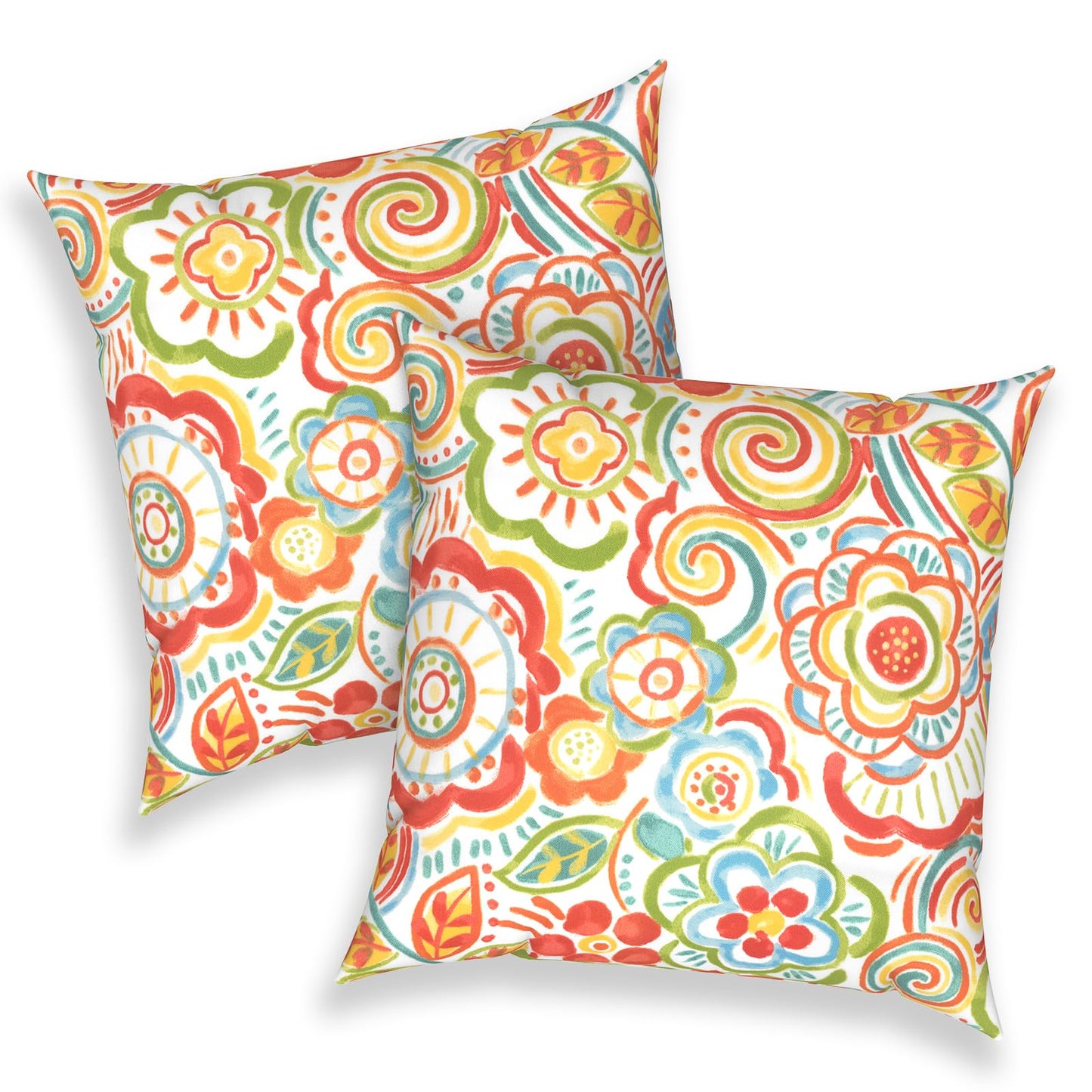 Outdoor 20x20 Inch Throw Pillows with Inners, Square Pillows Decorative Set of 2 for Home Garden Furniture, Paisley Multi
