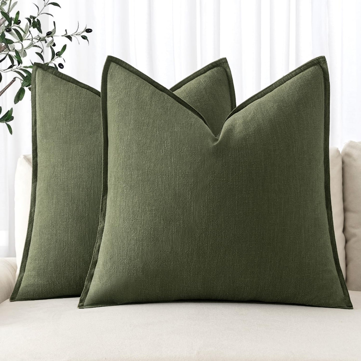 MIULEE Decorative Linen Pillow Covers 20x20 Inch Light Blue Boho Farmhouse Neutral Couch Throw Pillows for Bed Pack of 2 Accent Coastal Modern Pillowcase Summer Sofa Livingroom Home Decor