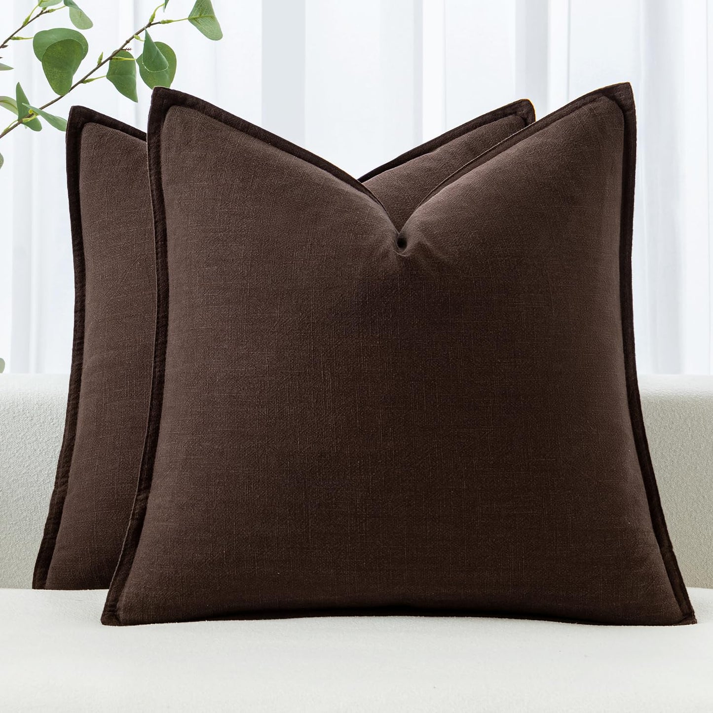 MIULEE Decorative Linen Pillow Covers 20x20 Inch Light Blue Boho Farmhouse Neutral Couch Throw Pillows for Bed Pack of 2 Accent Coastal Modern Pillowcase Summer Sofa Livingroom Home Decor