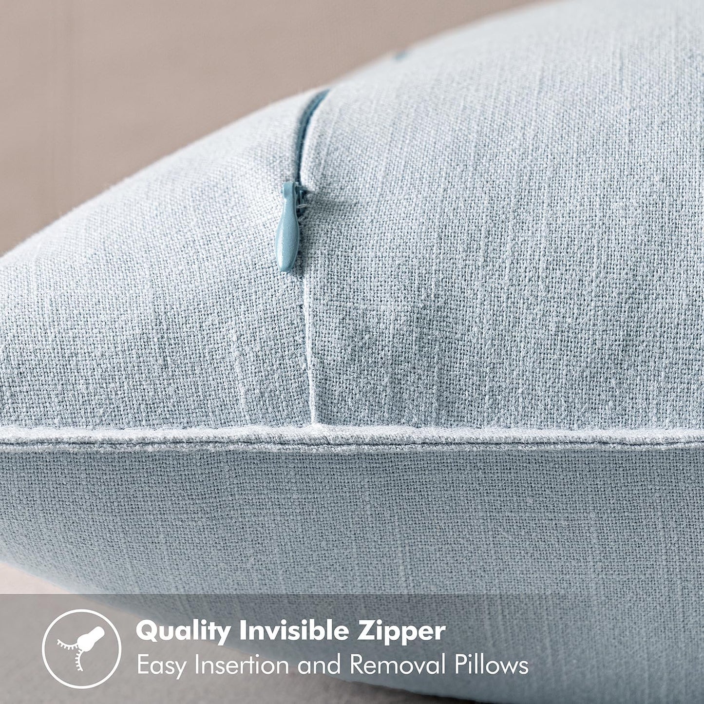 MIULEE Decorative Linen Pillow Covers 20x20 Inch Light Blue Boho Farmhouse Neutral Couch Throw Pillows for Bed Pack of 2 Accent Coastal Modern Pillowcase Summer Sofa Livingroom Home Decor