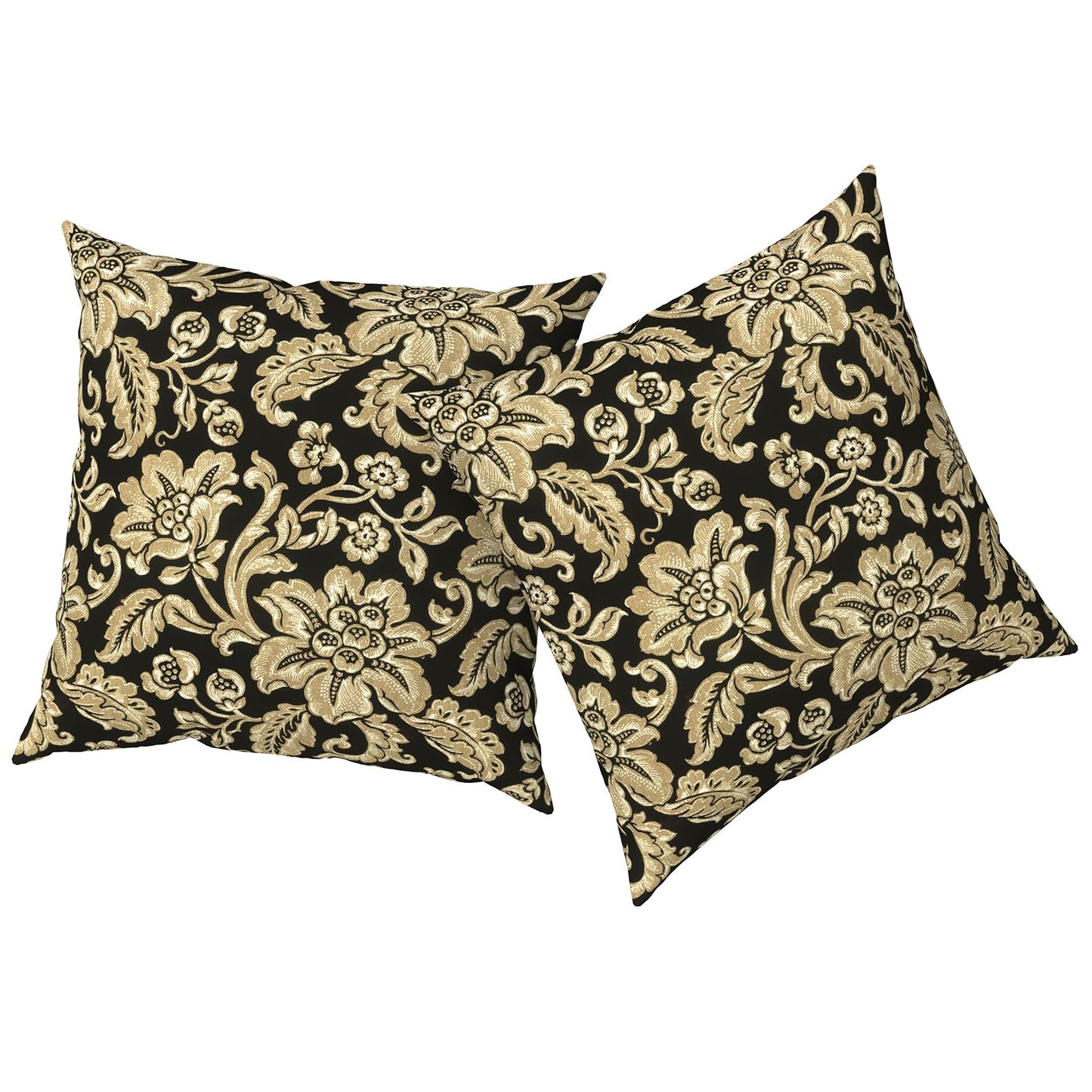 Outdoor Pillows for Patio Furniture 18x18 inch, Square Outdoor Throw Pillows with Inserts, Decorative Toss Pillows for Garden Couch Home Sofa Office Chair, Pack of 2, Clemens Noir Pink