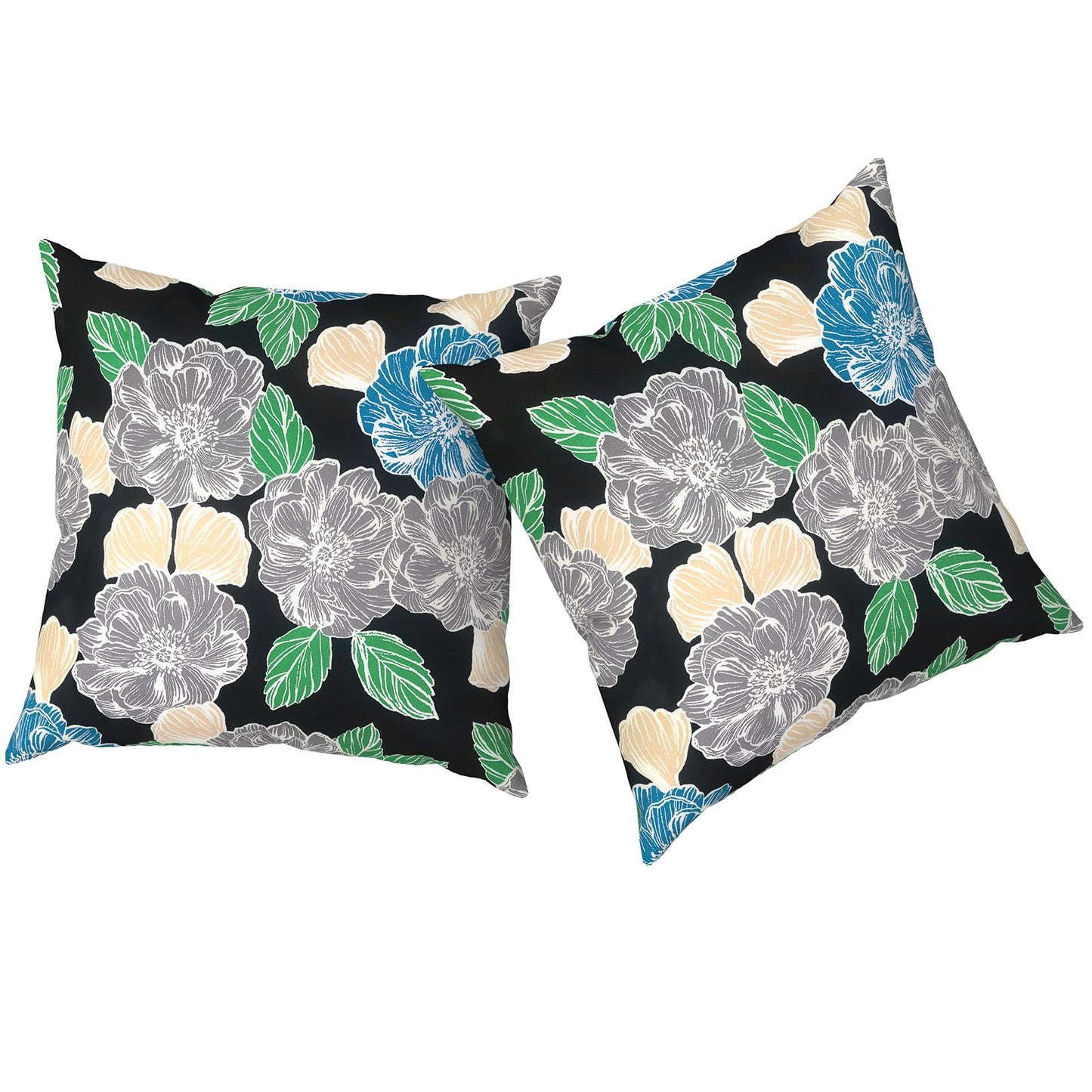 Outdoor Pillows for Patio Furniture 18x18 inch, Square Outdoor Throw Pillows with Inserts, Decorative Toss Pillows for Garden Couch Home Sofa Office Chair, Pack of 2, Clemens Noir Pink