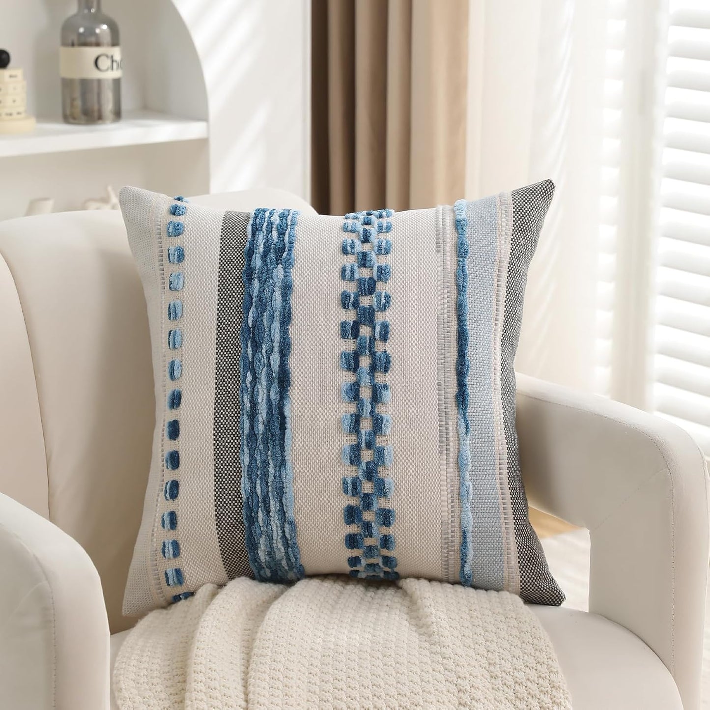 Boho Textured Modern Farmhouse Decorative Throw Pillow Covers Set of 2