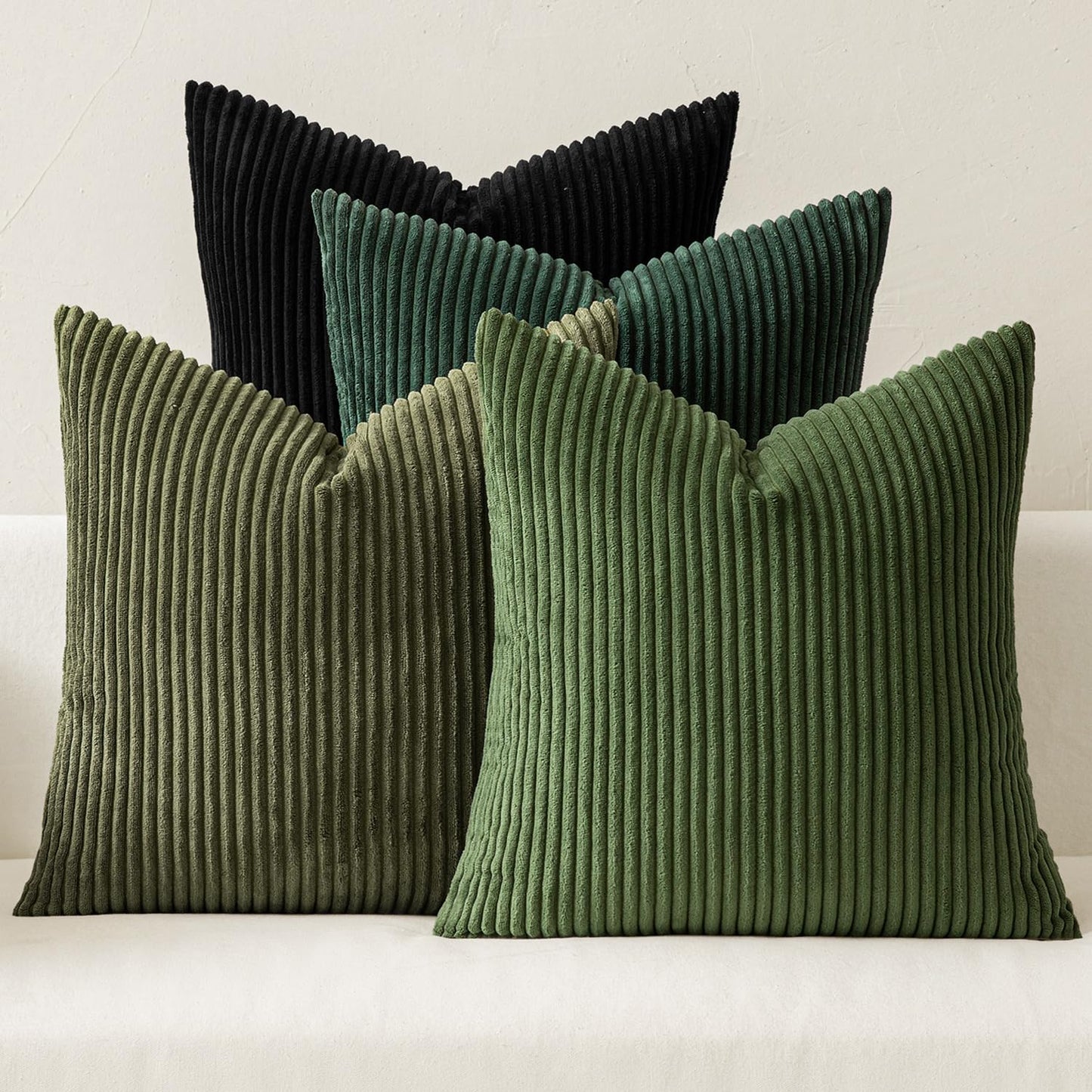 MIULEE Pack of 4 Blue-Orange Corduroy Decorative Throw Pillow Covers 18x18 Inch Soft Boho Striped Pillow Covers Modern Farmhouse Home Decor for Summer Sofa Living Room Couch Bed