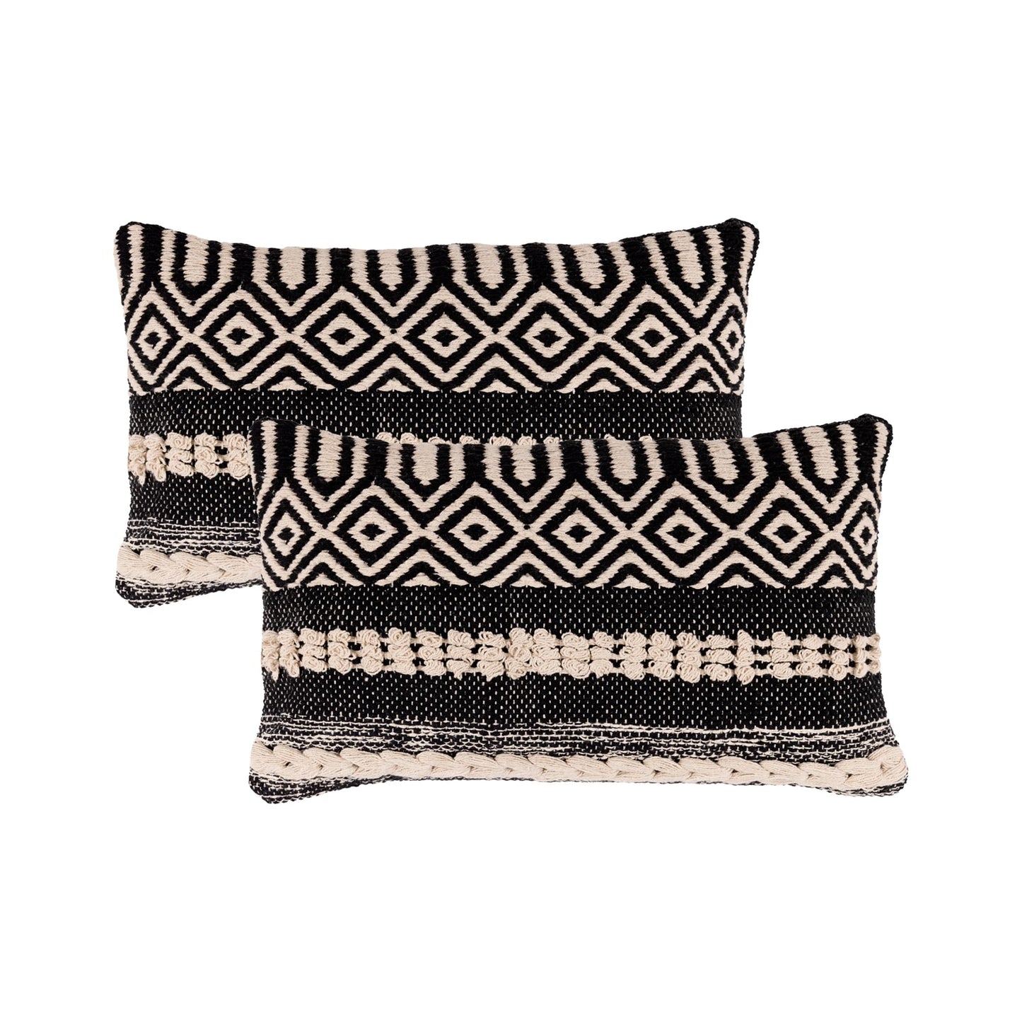 · REDEARTH · Tufted Throw Pillow Cushion Covers - Boho Textured Woven Decorative Cases Set for Couch - Sofa - Bed - Farmhouse - Chair - Covered Patio - car - 100% Cotton (18x18 ; Gray) Pack of 2