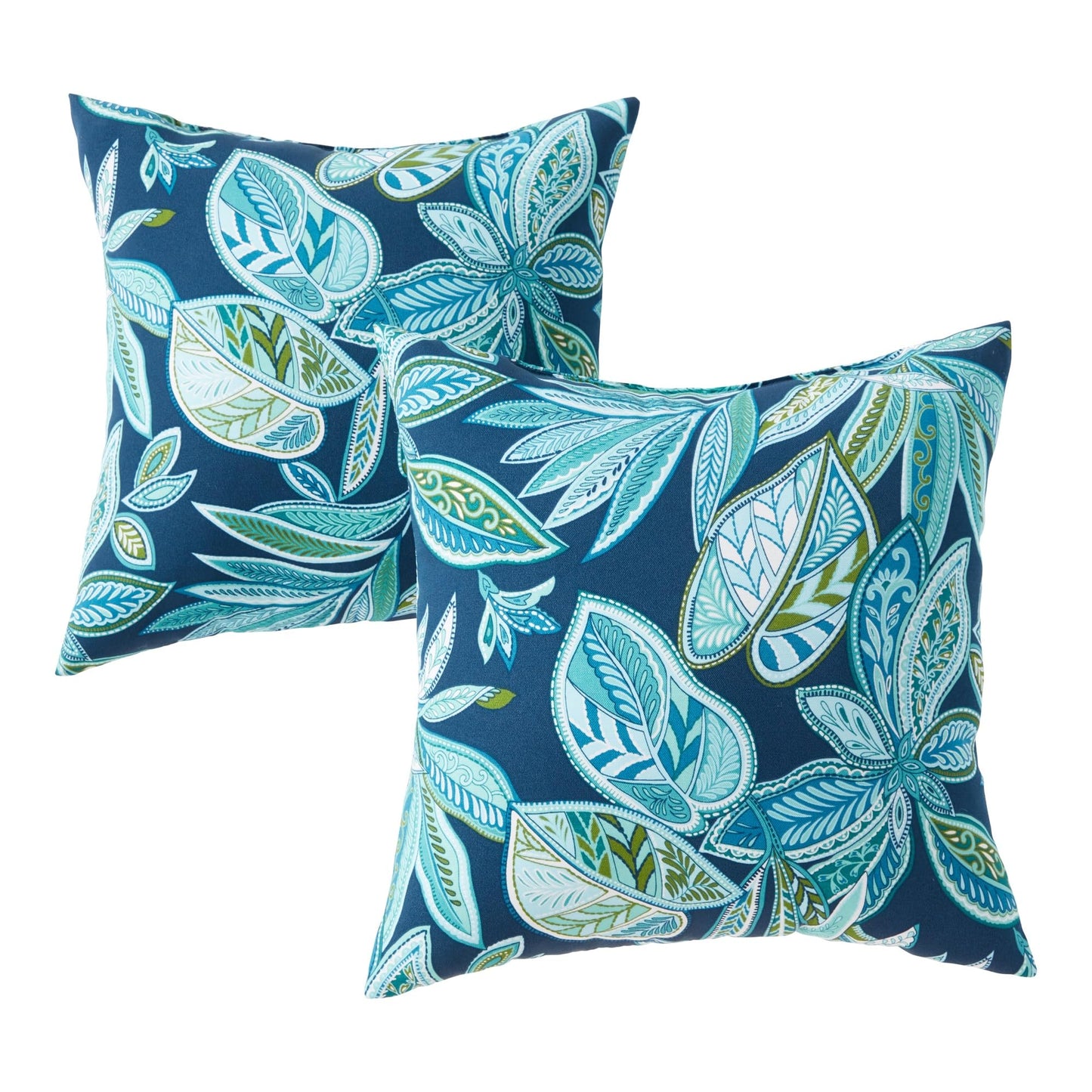 Set of 2 Outdoor Throw Pillows 17 x 17 Inch – Reversible Square Patio Accent Pillows – Weather-Resistant Polyester Fabric – Eco-Friendly Recycled Polyfiber Fill, Arctic Paisley