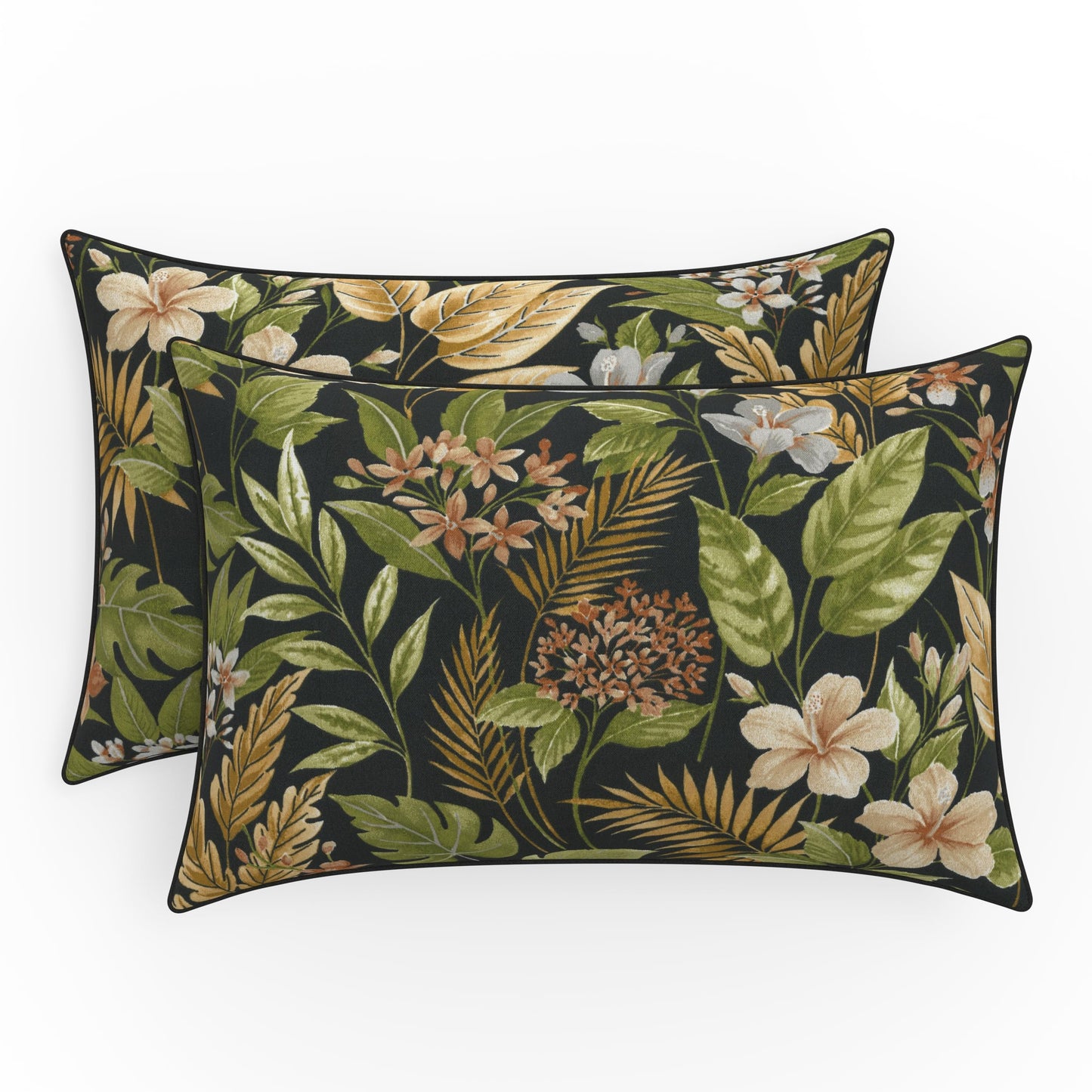 Pillow Perfect Floral Indoor/Outdoor Accent Throw Pillow, Plush Fill, Weather, and Fade Resistant, Large Throw - 18.5" x 18.5", Brown/Green Coventry, 2 Count