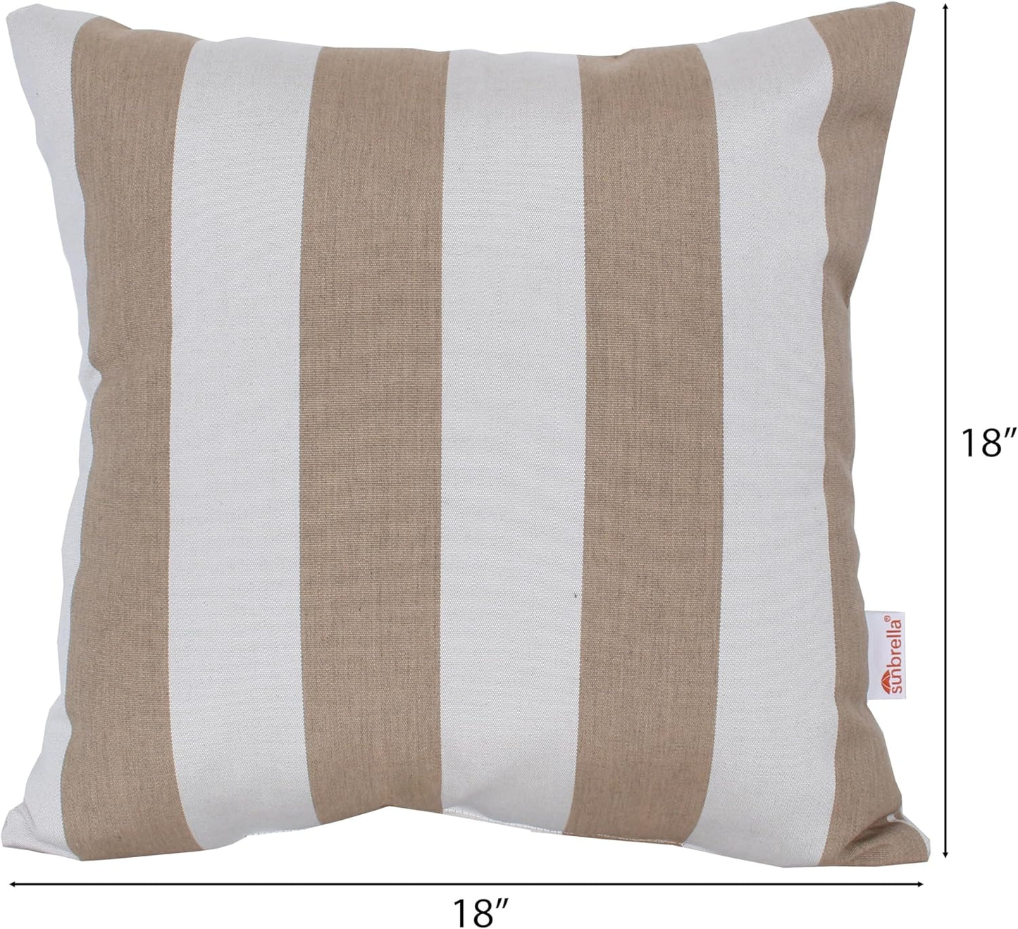 Outdoor/Indoor Sunbrella Throw Pillow Cover Only Square Set of 2 Pieces 18 inch x 18 inch Maxim Heather Beige Stripe - Insert Not Included