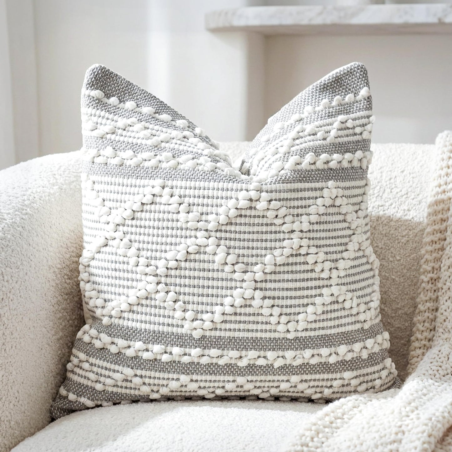 Boho Neutral Modern Farmhouse Decorative Lumbar Throw Pillow Cover
