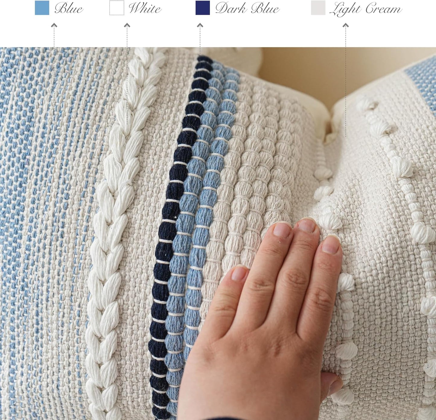 Coastal Boho Textured Decorative Lumbar Throw Pillow Cover Set