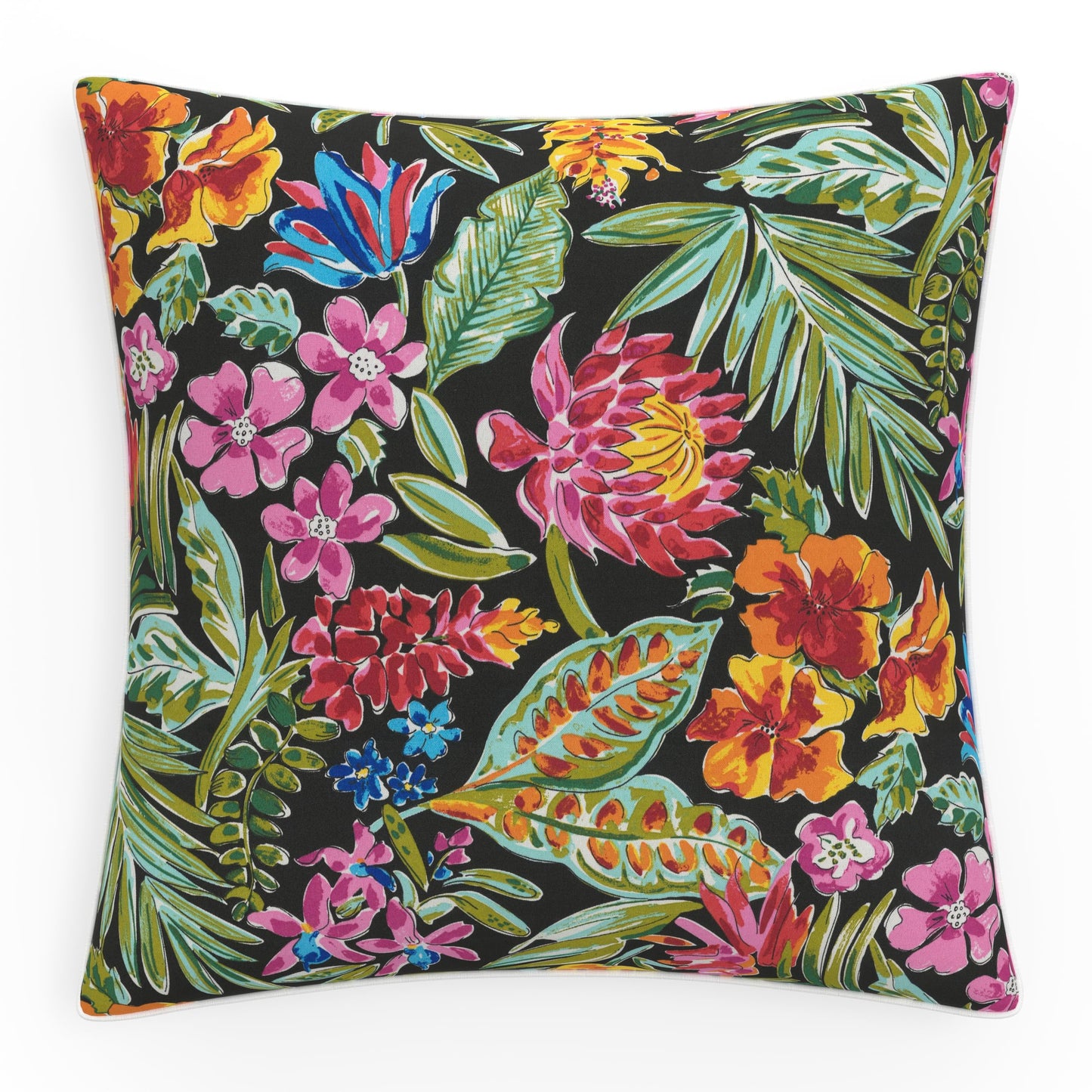 Pillow Perfect Floral Indoor/Outdoor Accent Throw Pillow, Plush Fill, Weather, and Fade Resistant, Large Throw - 18.5" x 18.5", Brown/Green Coventry, 2 Count