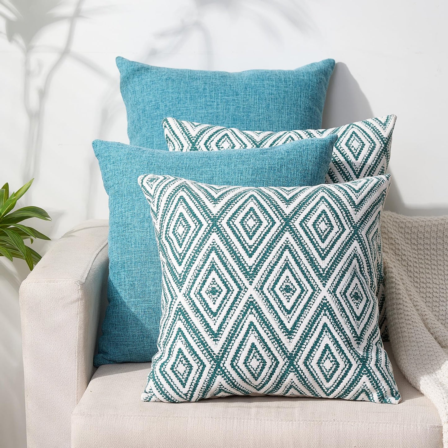 HPUK Throw Pillow Covers 20x20 Inch Set of 4, Linen Decorative Pillow Covers, Accent Cushion Covers for Couch Sofa Bed Bedroom Living Room Décor, Grey