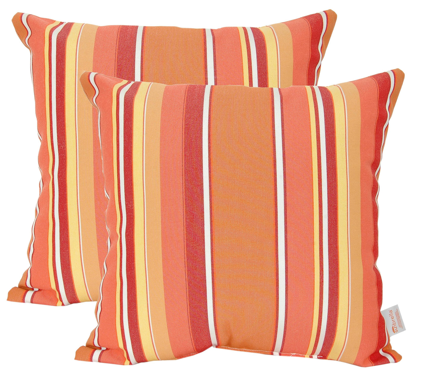 Outdoor/Indoor Sunbrella Throw Pillow Cover Only Square Set of 2 Pieces 18 inch x 18 inch Maxim Heather Beige Stripe - Insert Not Included