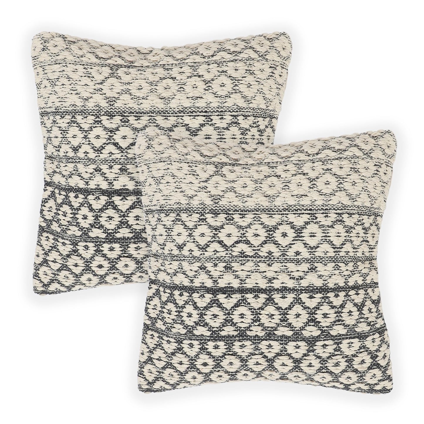 · REDEARTH · Tufted Throw Pillow Cushion Covers - Boho Textured Woven Decorative Cases Set for Couch - Sofa - Bed - Farmhouse - Chair - Covered Patio - car - 100% Cotton (18x18 ; Gray) Pack of 2