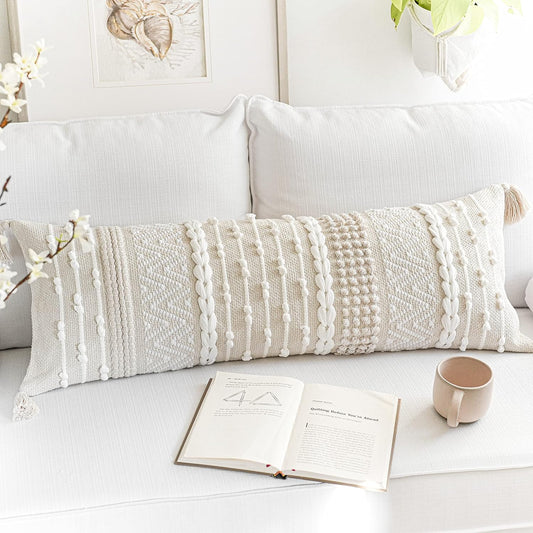 Boho Neutral Modern Farmhouse Decorative Lumbar Throw Pillow Cover