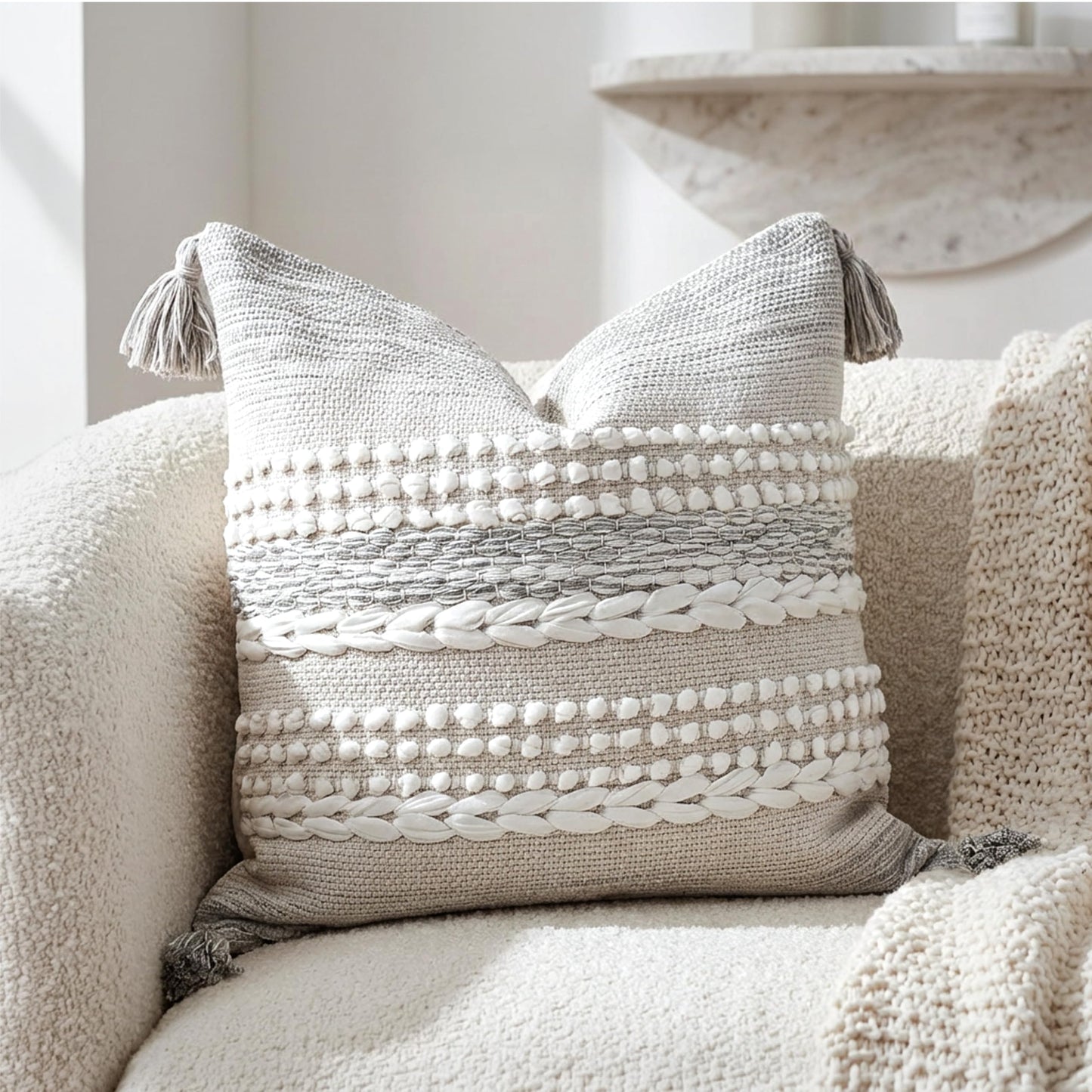 Boho Neutral Modern Farmhouse Decorative Lumbar Throw Pillow Cover