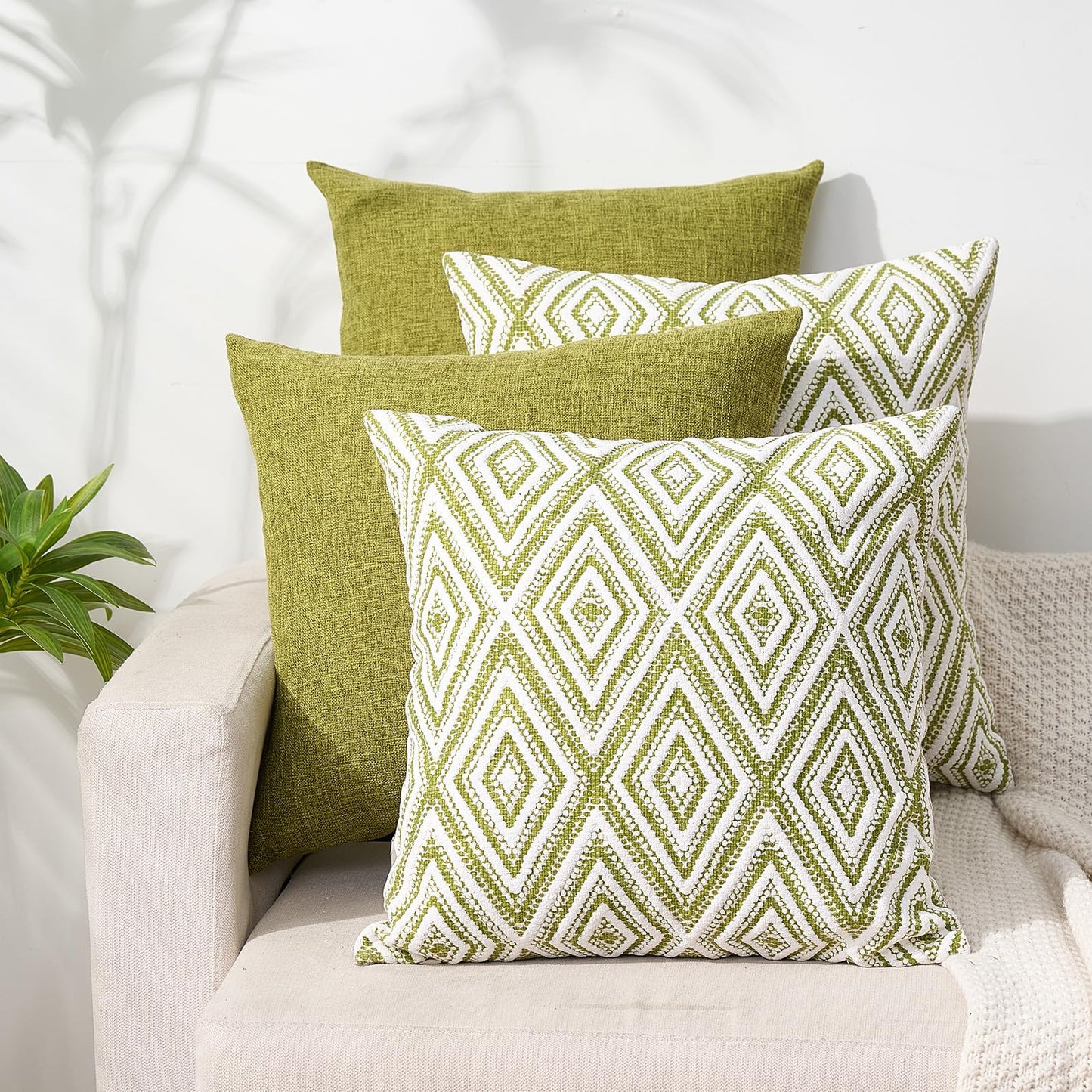 HPUK Throw Pillow Covers 20x20 Inch Set of 4, Linen Decorative Pillow Covers, Accent Cushion Covers for Couch Sofa Bed Bedroom Living Room Décor, Grey