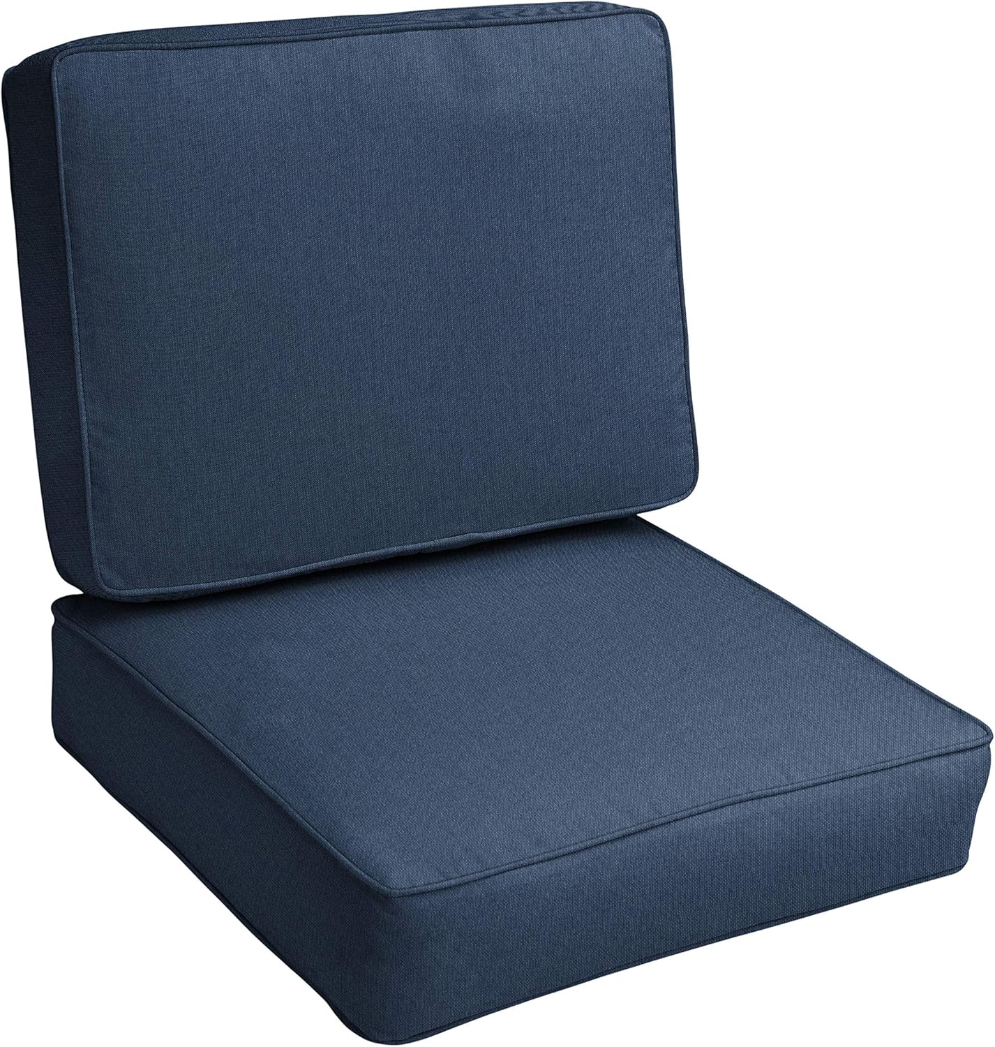 Sorra Home Sunbrella Deep Seating Cushion Set - Outdoor Chair Pad & Back Pillow, Water & Fade Resistant for Patio Furniture with Plush Foam - Lido Indigo (23" x 25" x 5")