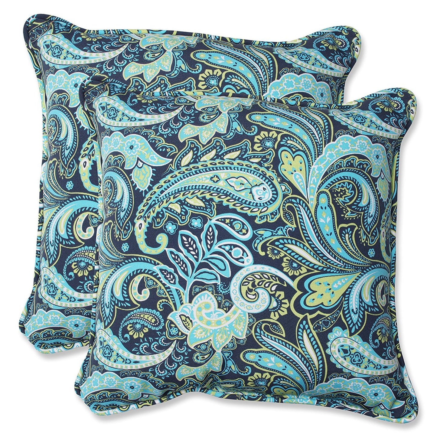 Pillow Perfect Paisley Indoor/Outdoor Accent Throw Pillow, Plush Fill, Weather, and Fade Resistant, Lumbar - 11.5" x 18.5" , Blue/Multi Ummi, 2 Count